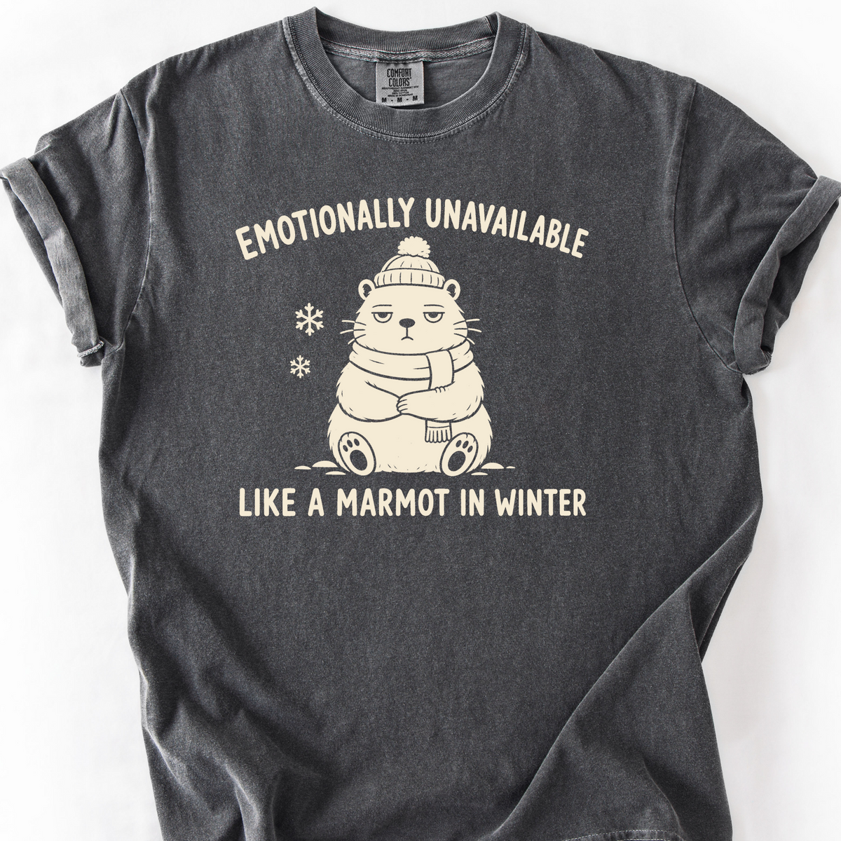 Emotionally Unavailable Marmot T-Shirt — Pepper