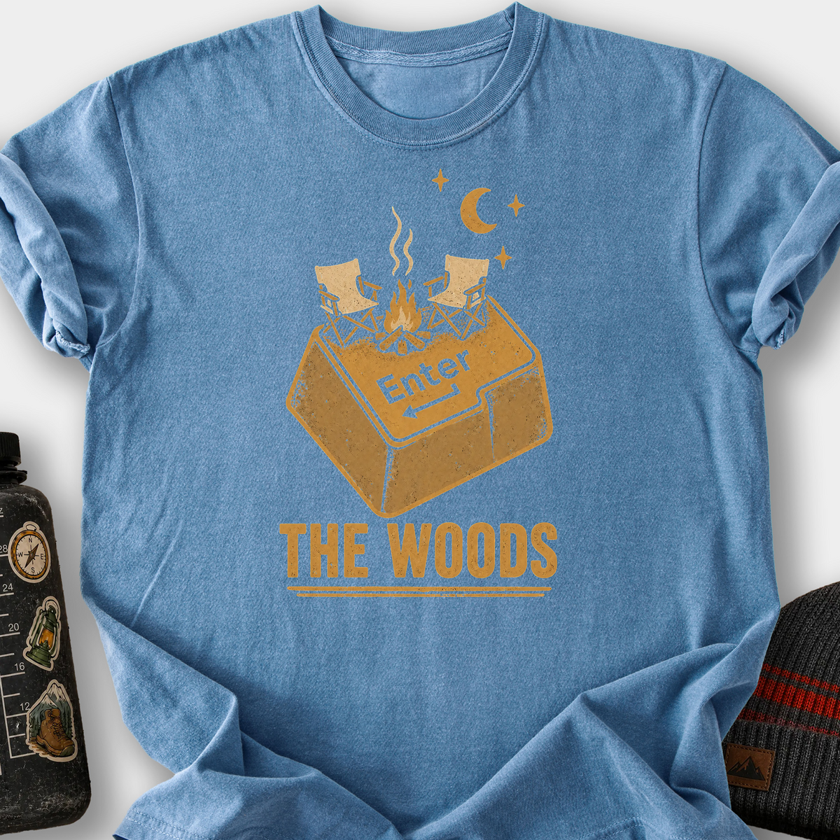 Enter The Woods Campfire Key T-Shirt — Blue Jean
