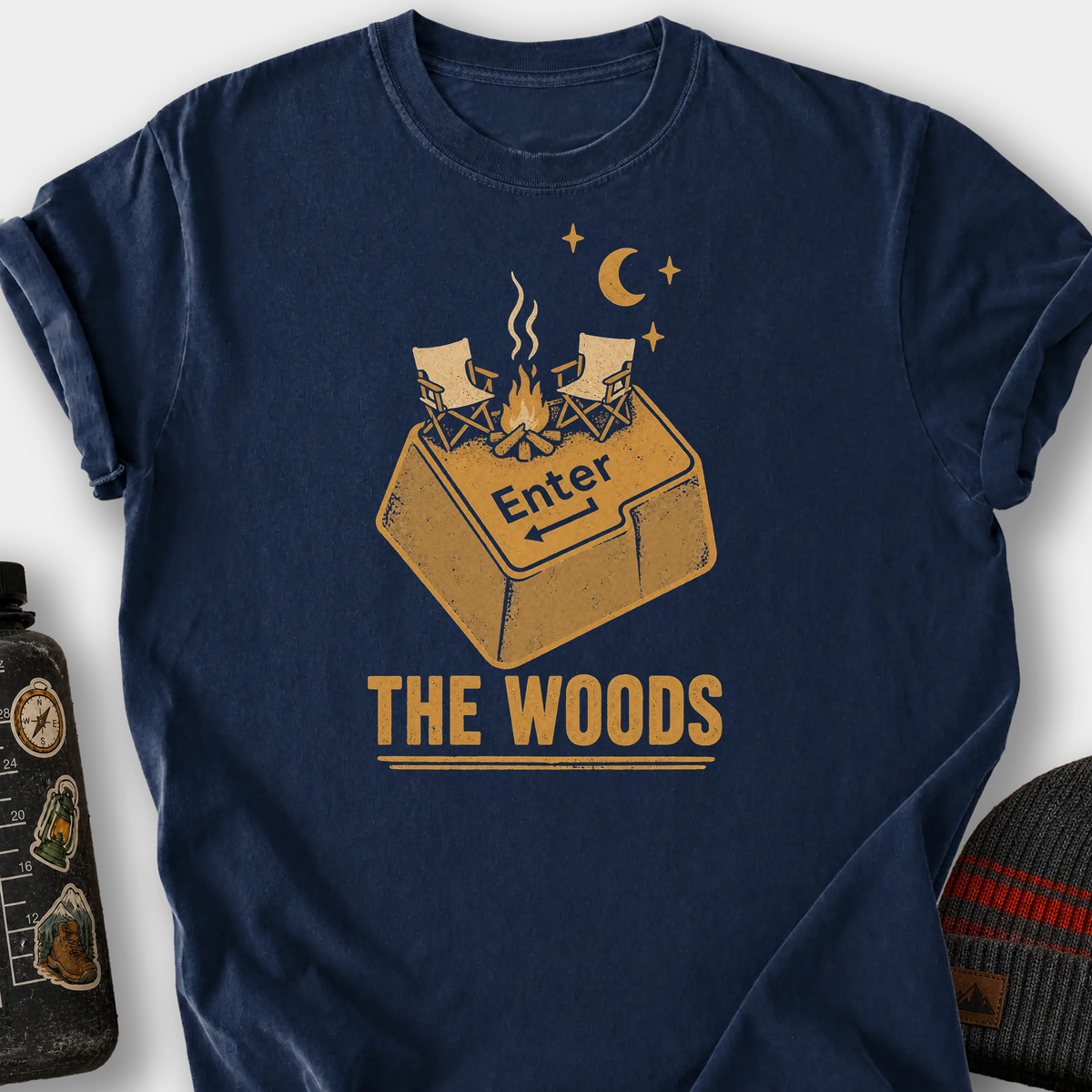 Enter The Woods Campfire Key T-Shirt — Navy