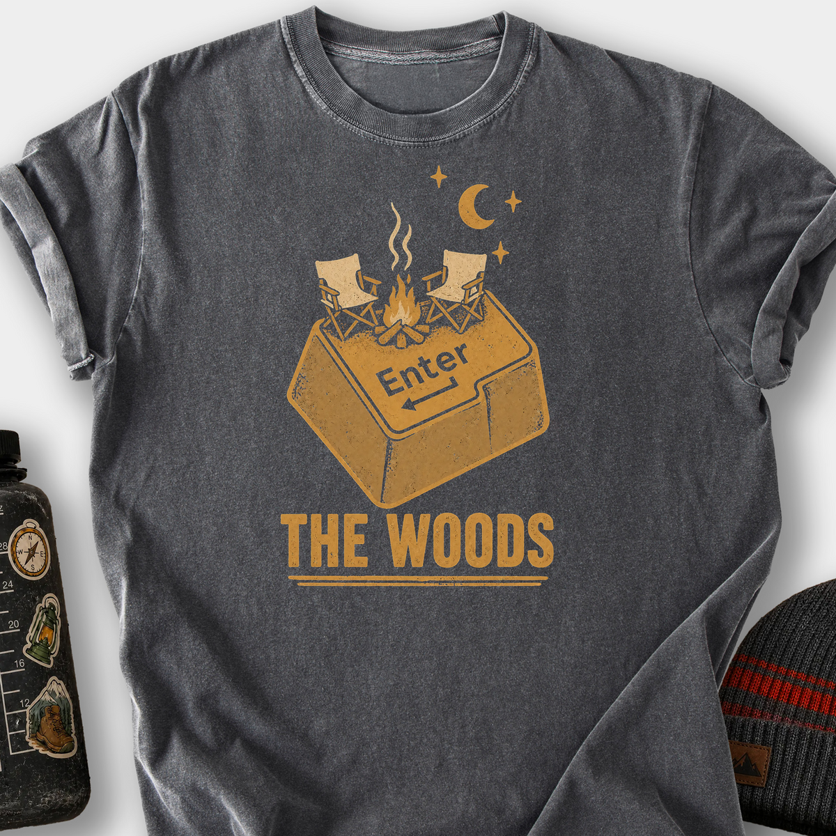 Enter The Woods Campfire Key T-Shirt — Pepper