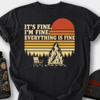 It's Fine, I'm Fine (Campfire Sunset) T-Shirt — Black