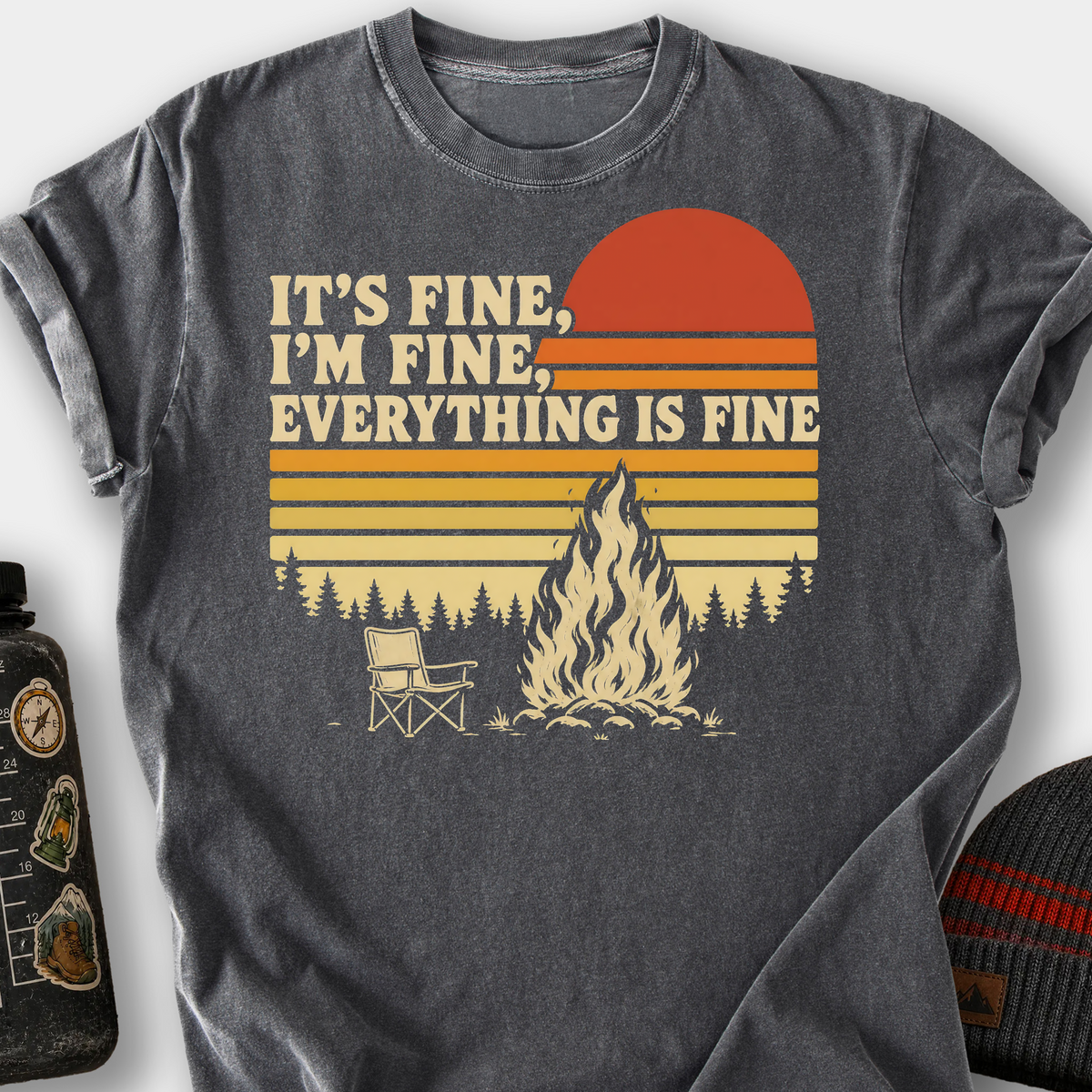 It's Fine, I'm Fine (Campfire Sunset) T-Shirt — Pepper