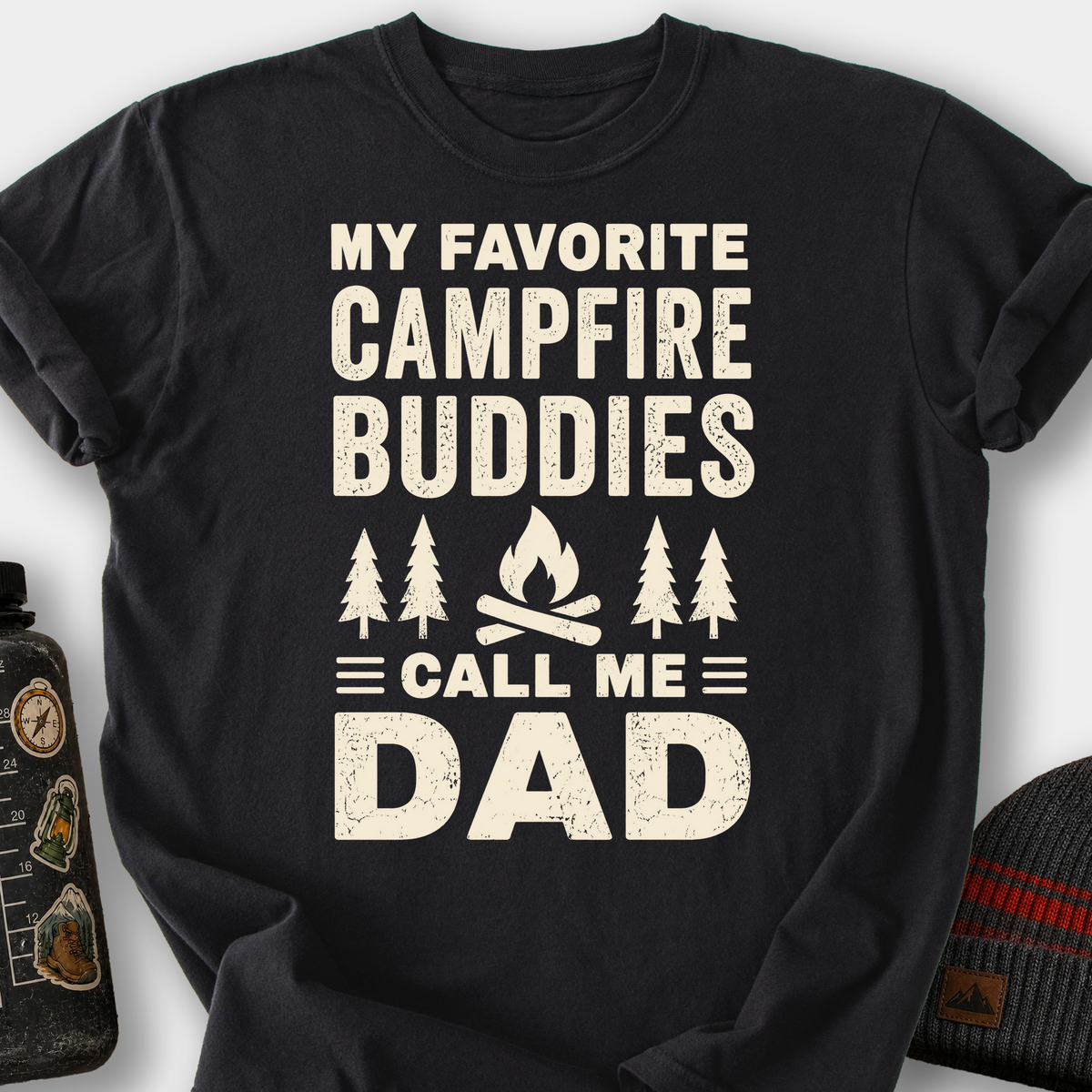 My Favorite Campfire Buddies Call Me Dad T-Shirt — Black