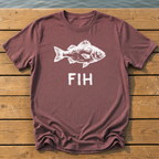 fih rough brush linocut T-Shirt — Brick