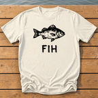 fih rough brush linocut T-Shirt — Ivory