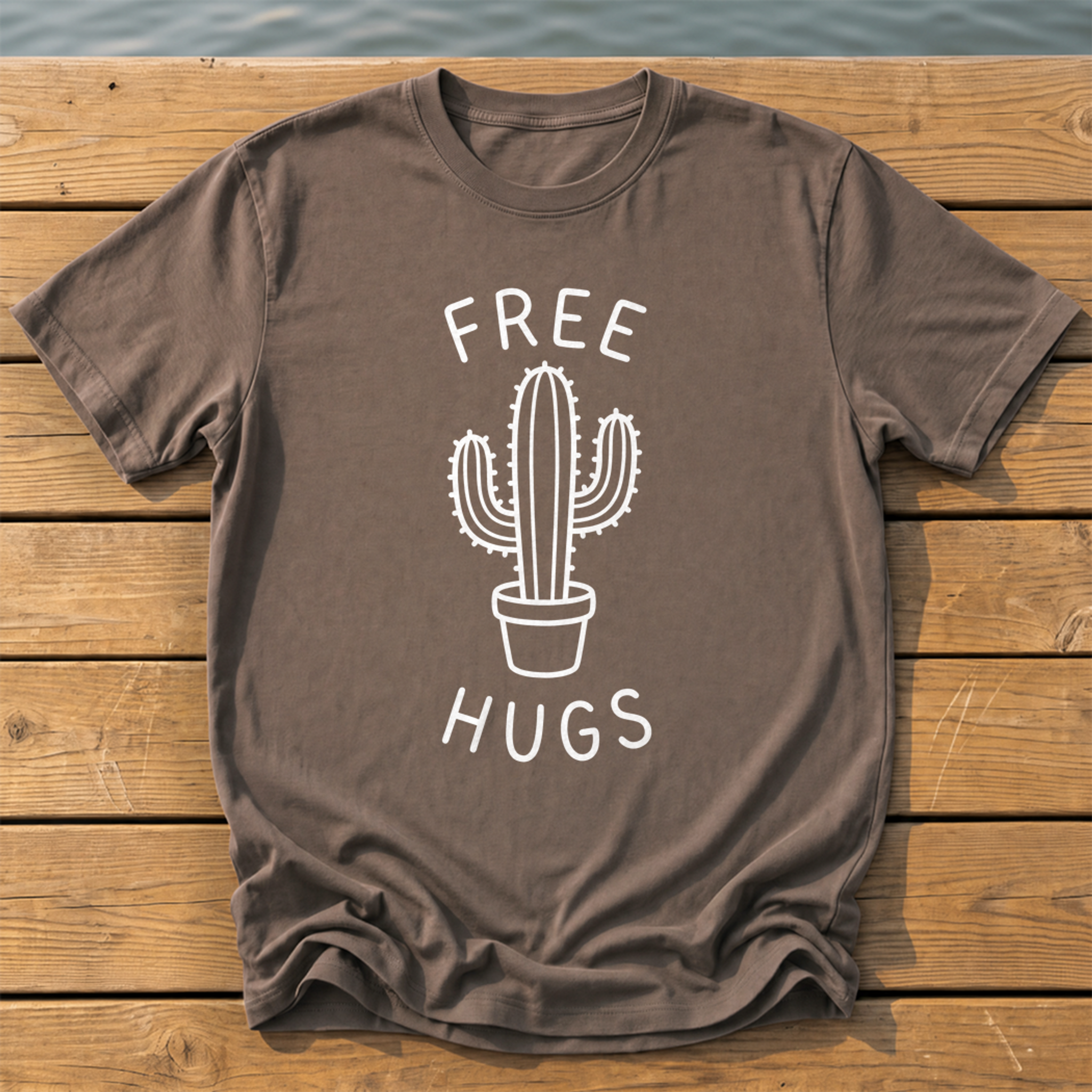 free hugs cactus handwritten marker dood T-Shirt — Espresso