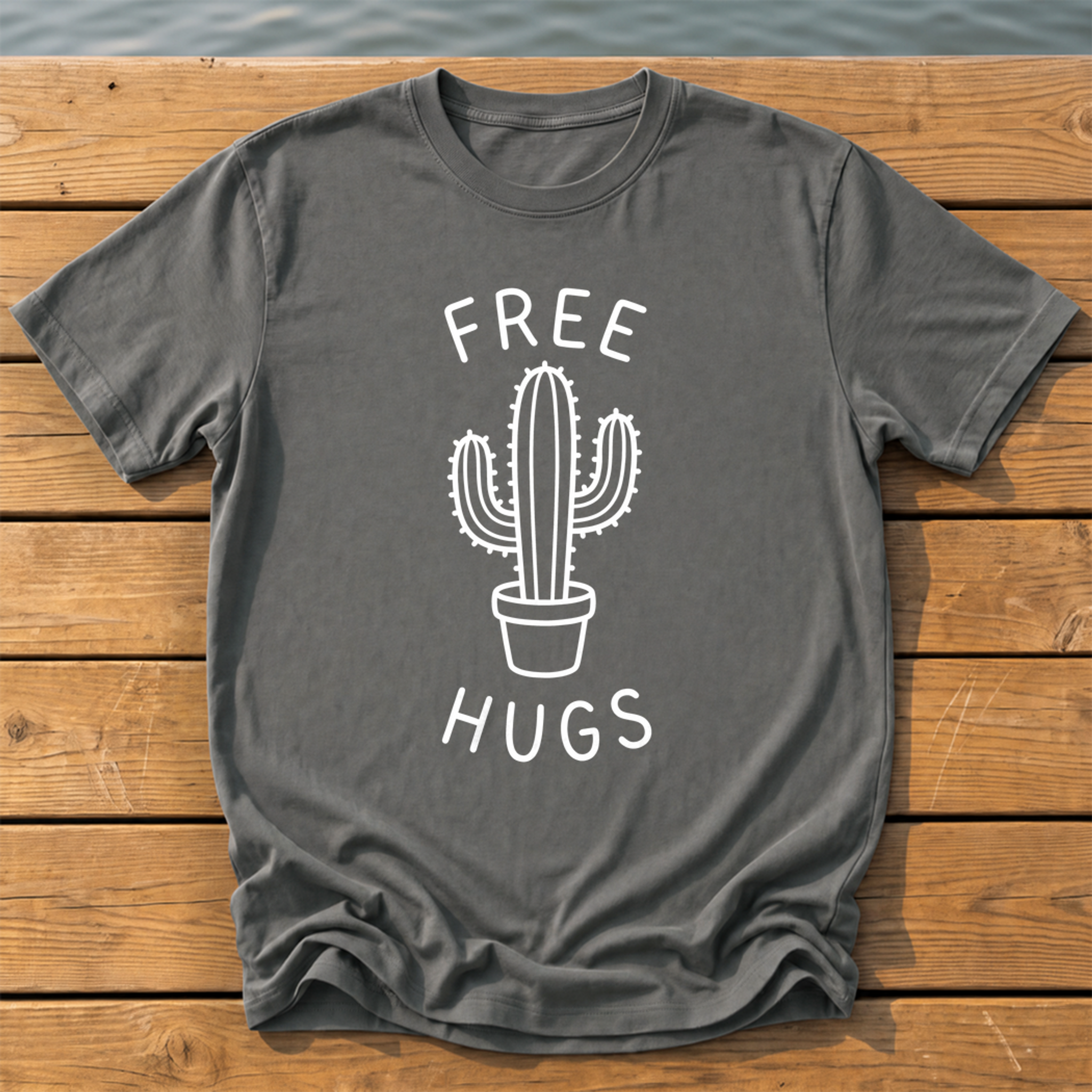 free hugs cactus handwritten marker dood T-Shirt — Pepper
