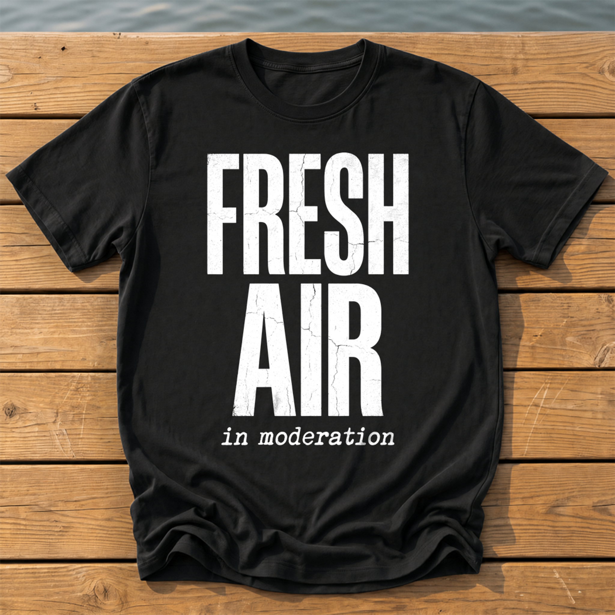 fresh air in moderation_headline deadpan subtitle T-Shirt — Black