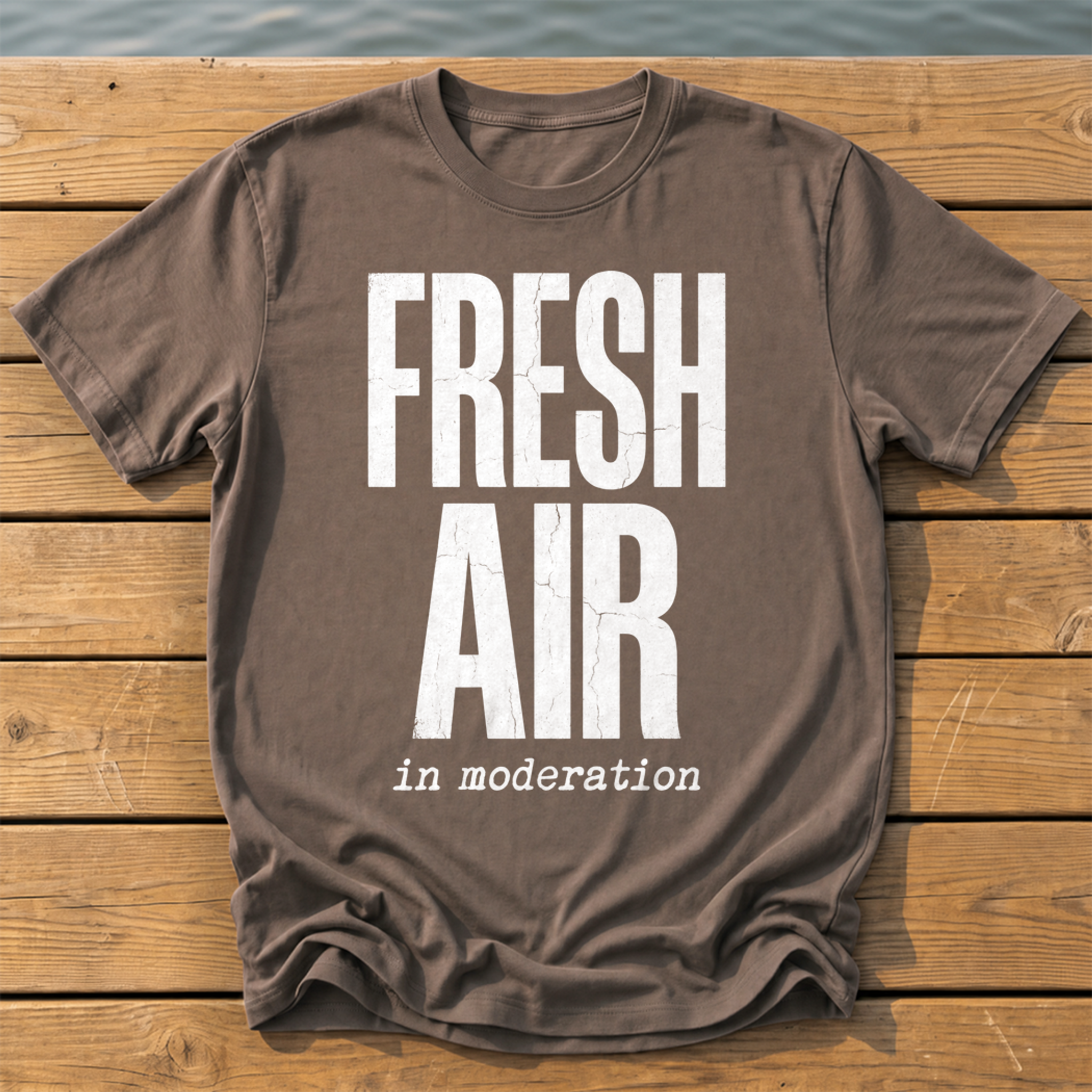 fresh air in moderation_headline deadpan subtitle T-Shirt — Espresso