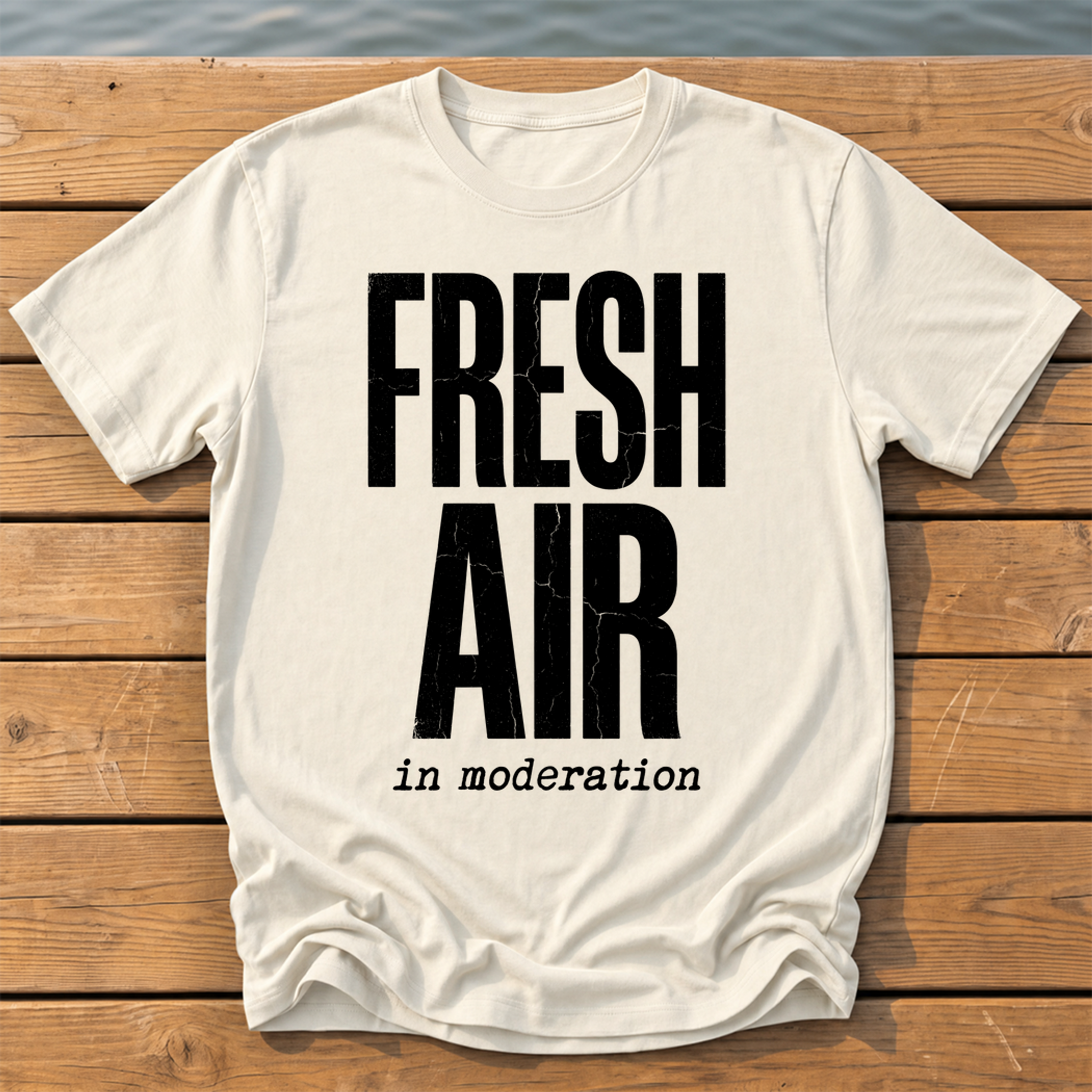 fresh air in moderation_headline deadpan subtitle T-Shirt — Ivory