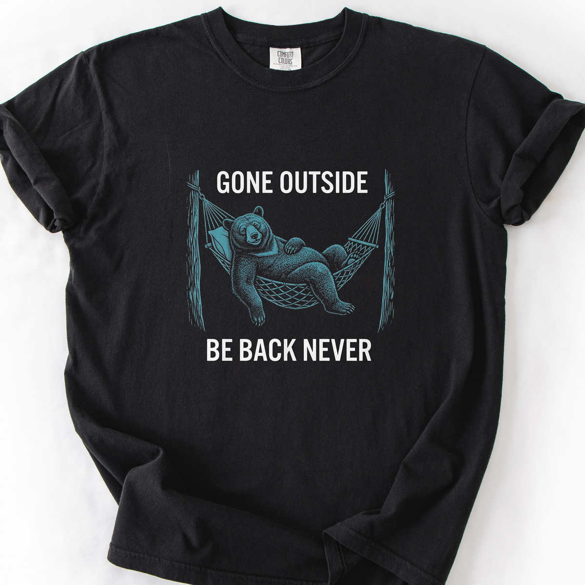 Gone Outside Be Back Never (LV) T-Shirt — Black