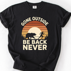 Gone Outside, Be Back Never (Sunset) T-Shirt — Black