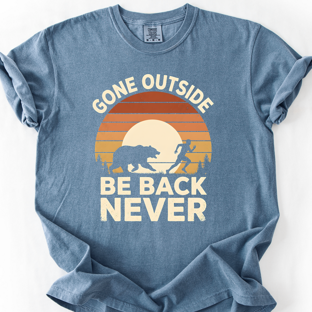 Gone Outside, Be Back Never (Sunset) T-Shirt — Blue Jean