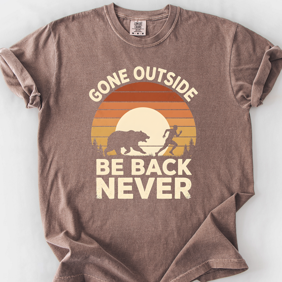 Gone Outside, Be Back Never (Sunset) T-Shirt — Espresso