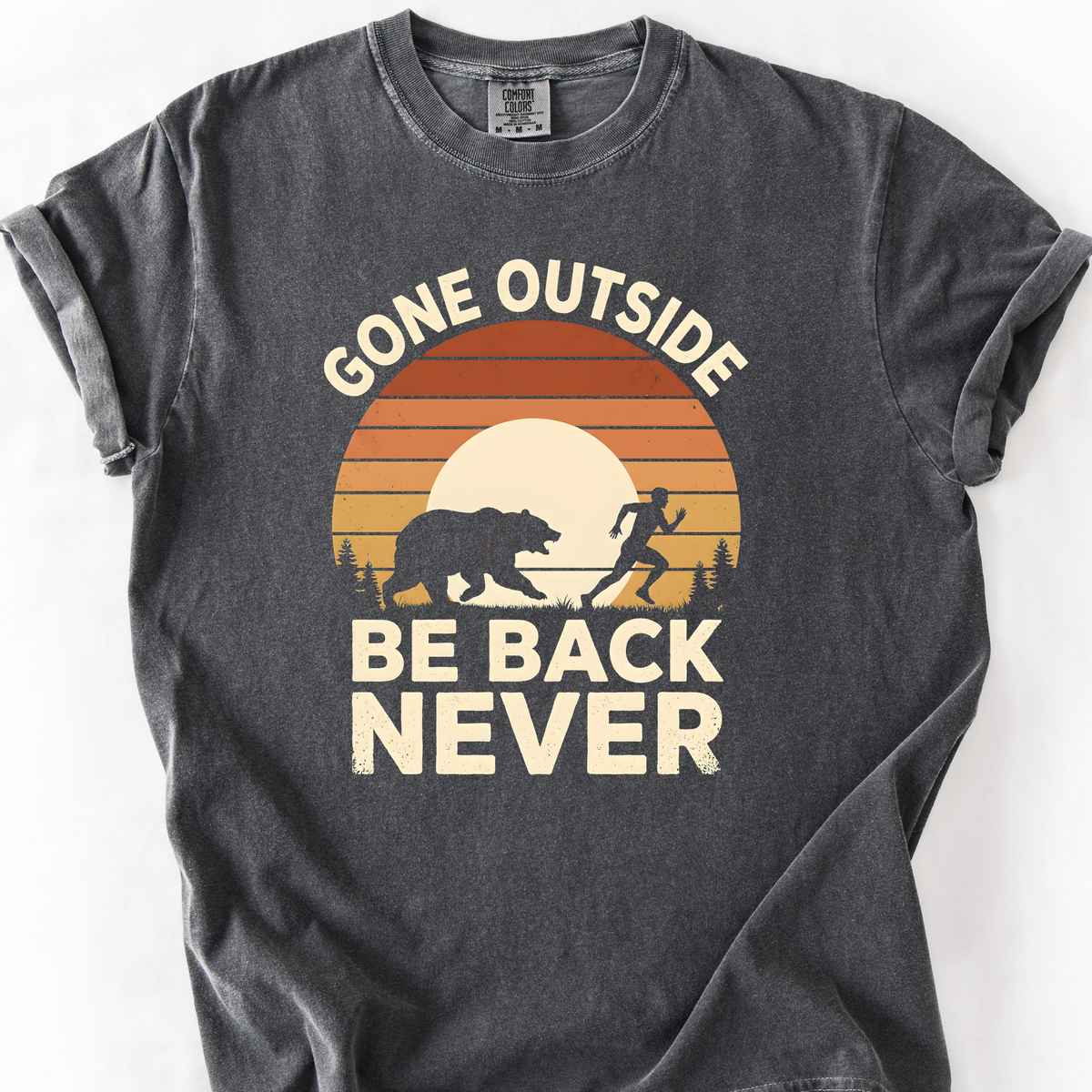 Gone Outside, Be Back Never (Sunset) T-Shirt — Pepper