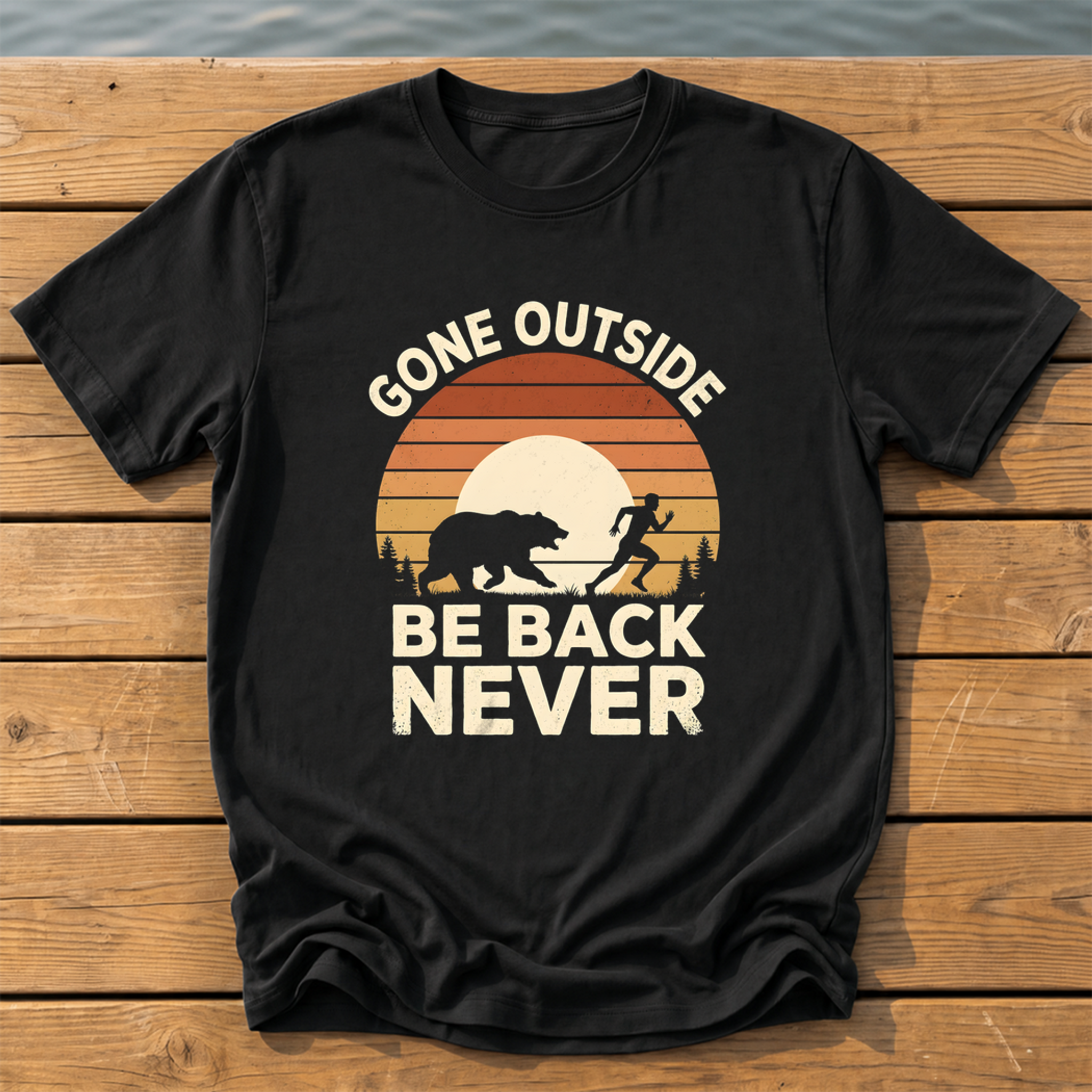 gone outside sunset slat silhouette T-Shirt — Black