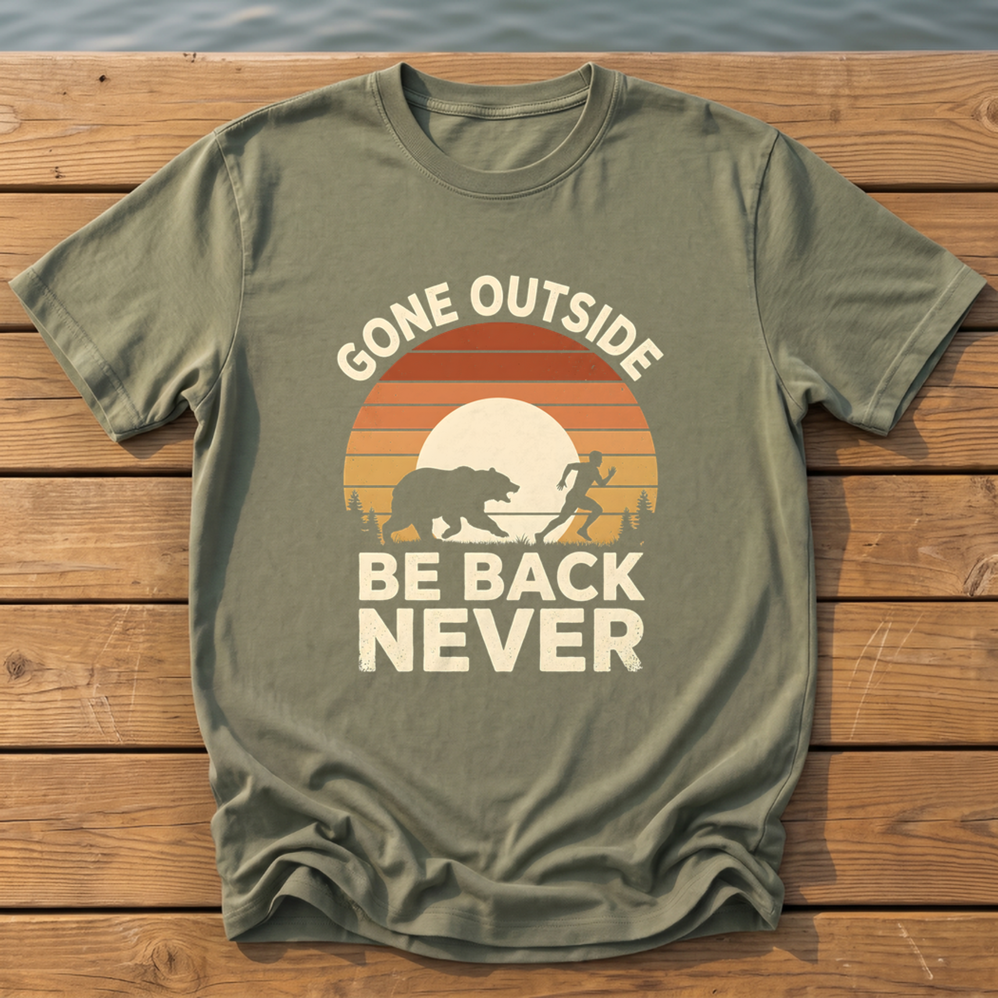 gone outside sunset slat silhouette T-Shirt — Moss