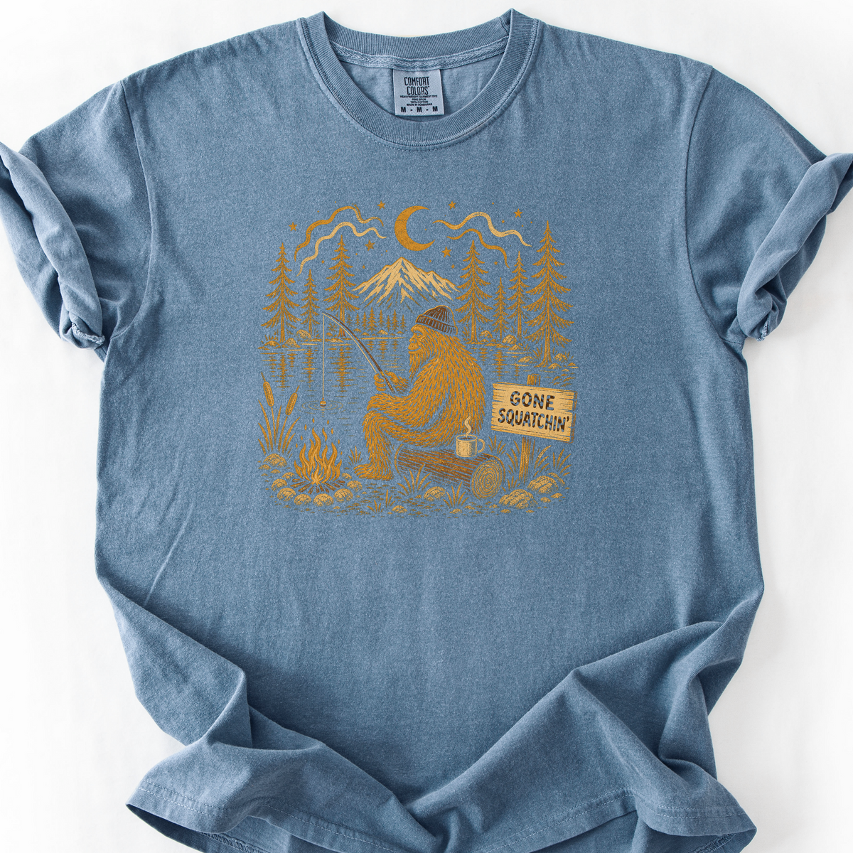 Gone Squatchin Fishing T-Shirt — Blue Jean