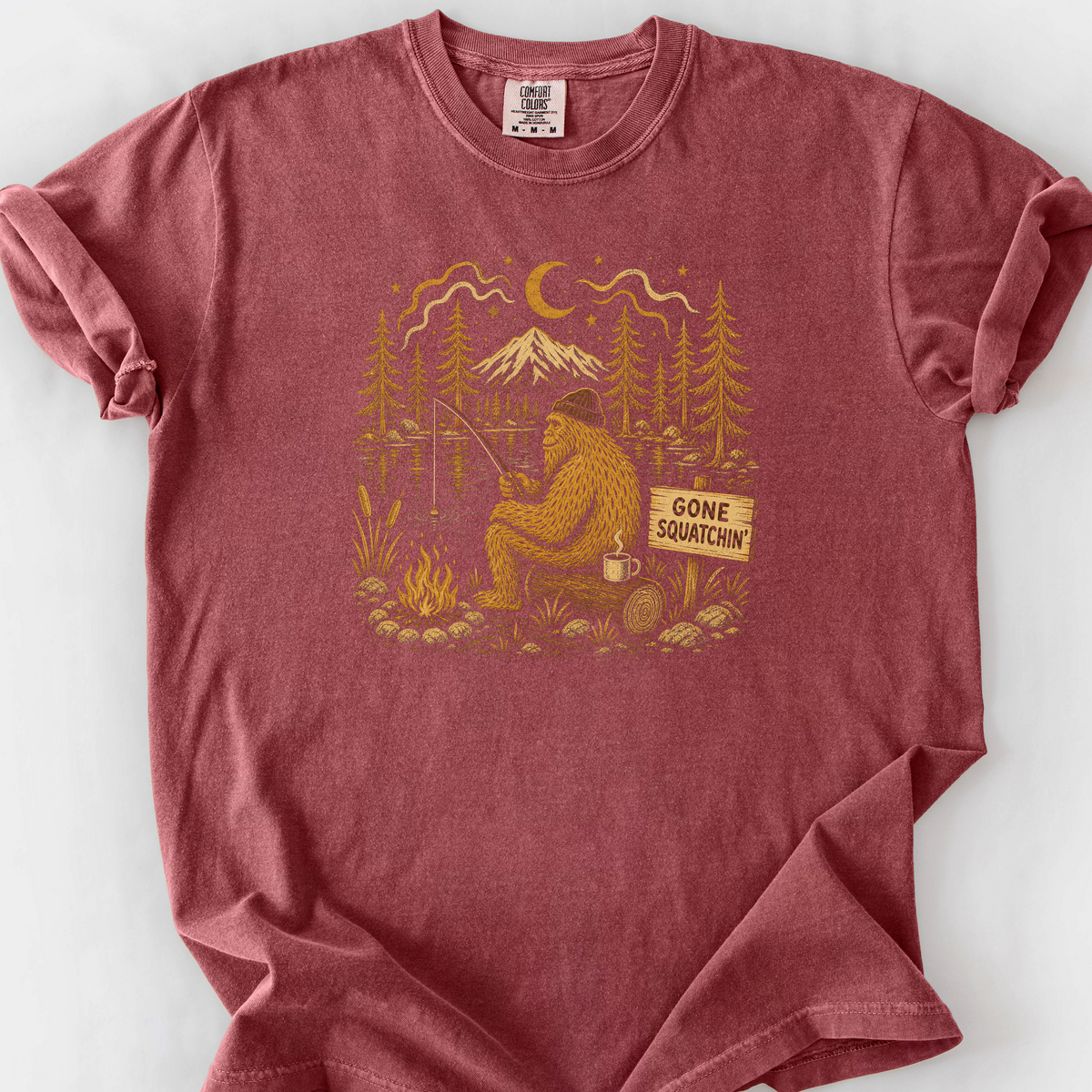 Gone Squatchin Fishing T-Shirt — Brick