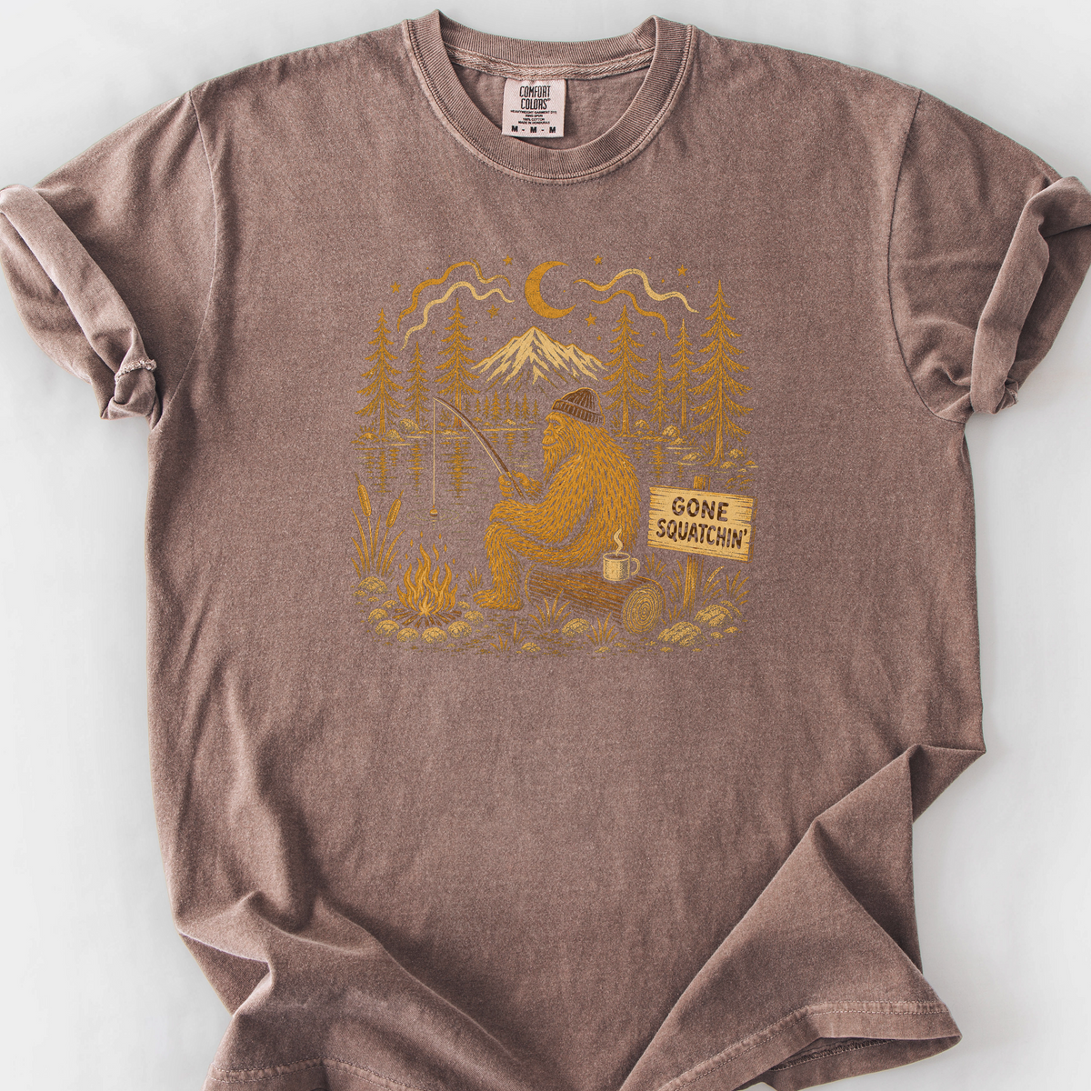 Gone Squatchin Fishing T-Shirt — Espresso