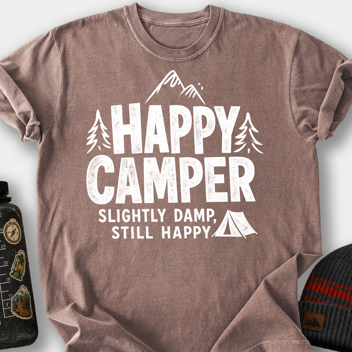 Happy Camper Slightly Damp T-Shirt — Espresso