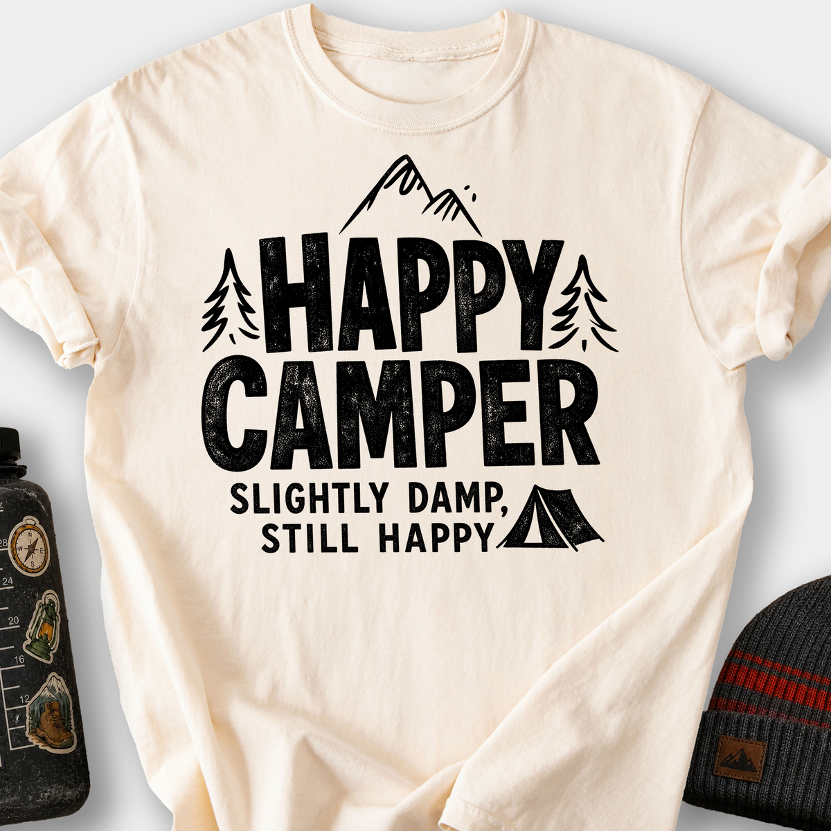Happy Camper Slightly Damp T-Shirt — Ivory