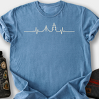 Tree Line Heartbeat T-Shirt — Blue Jean