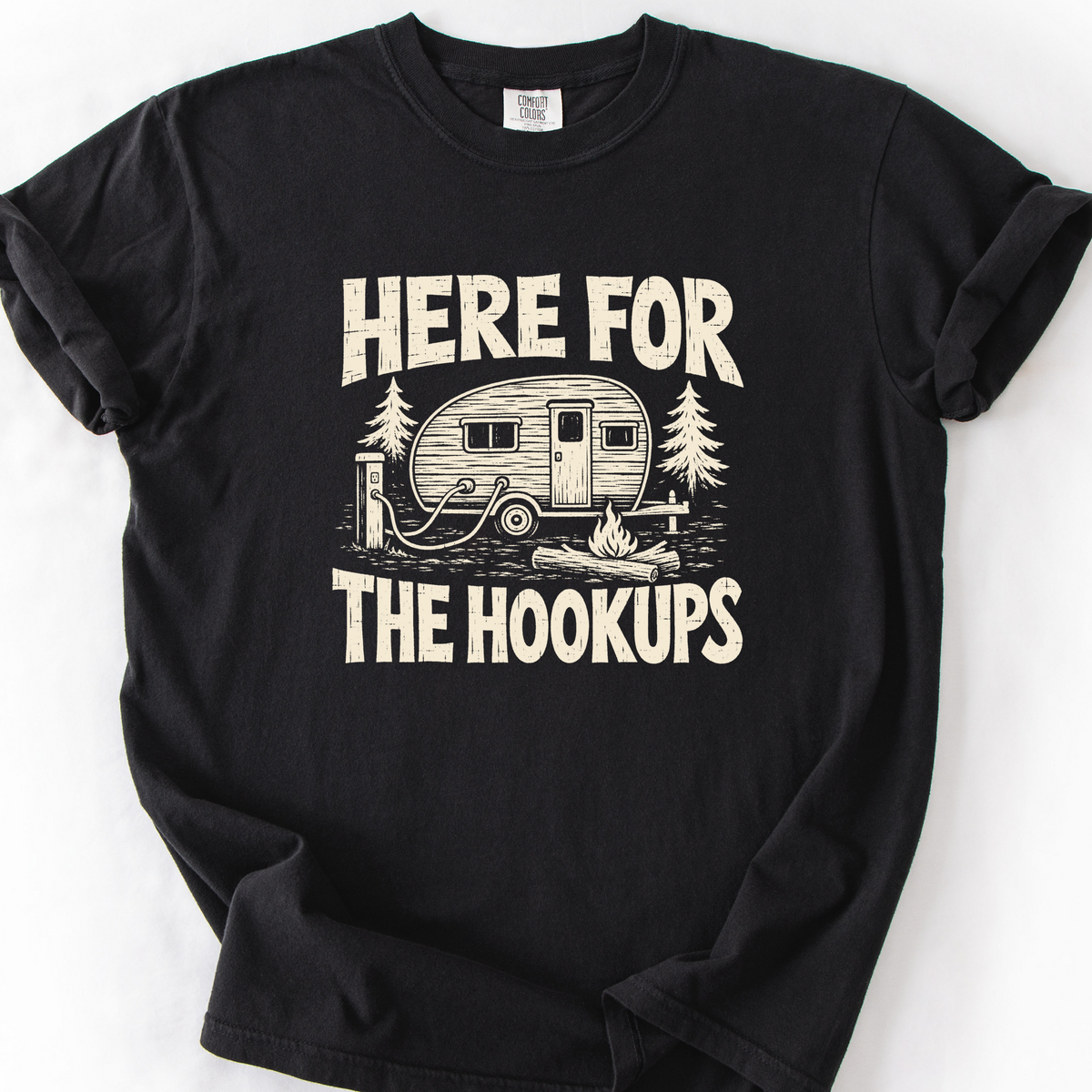 Here For The Hookups T-Shirt — Black