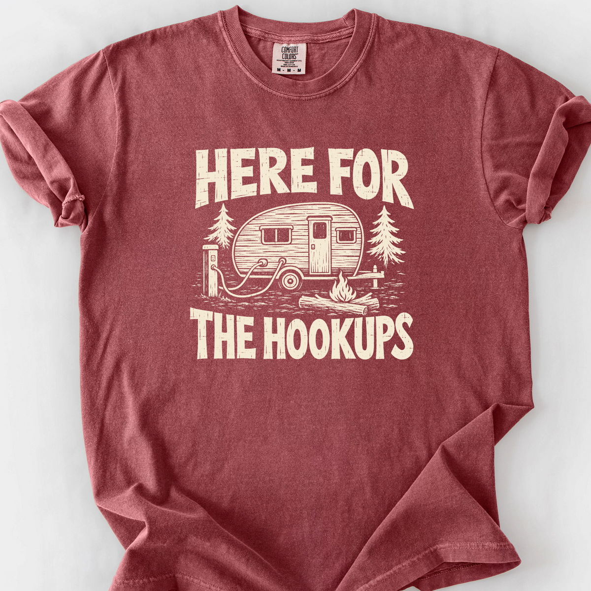 Here For The Hookups T-Shirt — Brick
