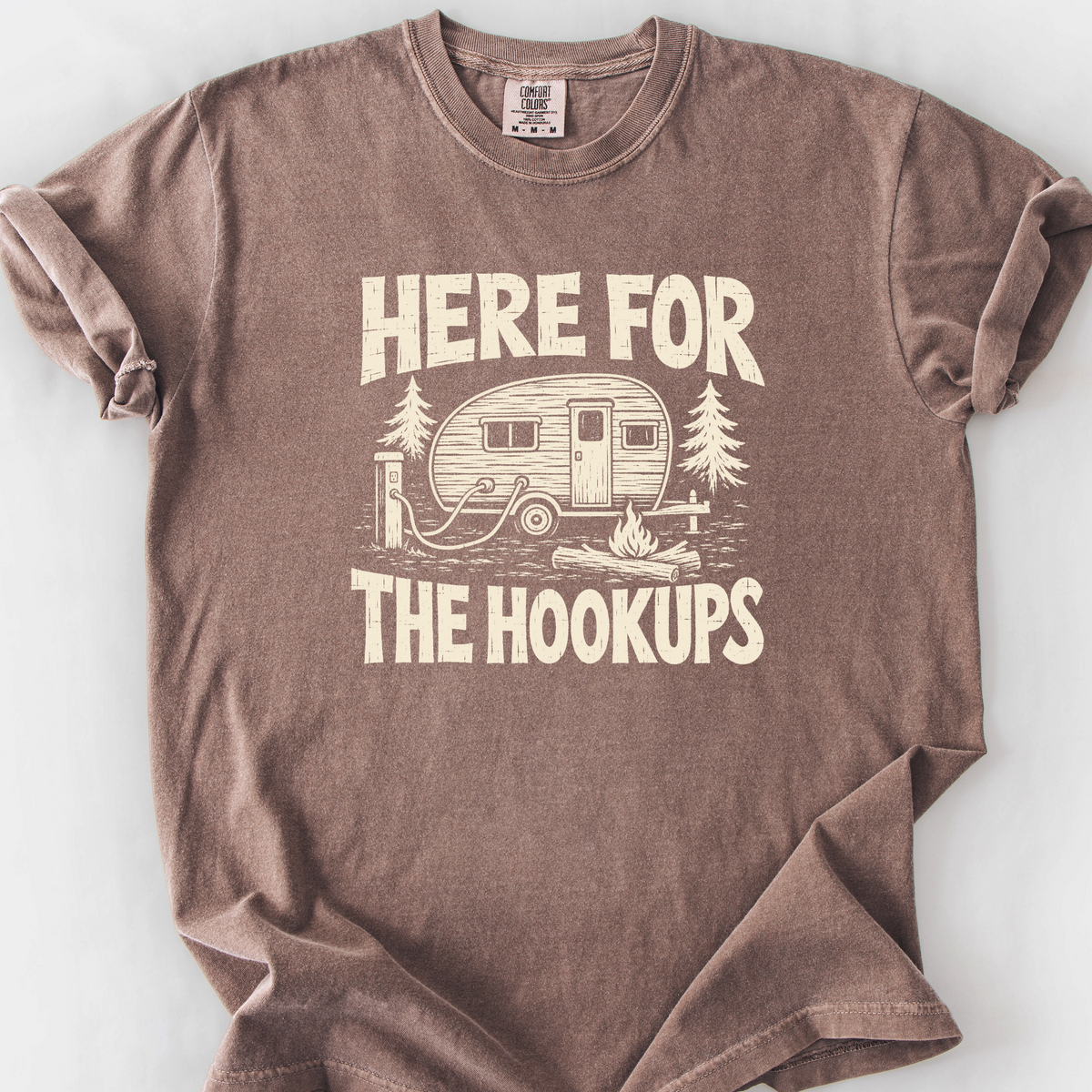 Here For The Hookups T-Shirt — Espresso