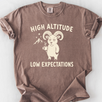 High Altitude Low Expectations T-Shirt — Espresso