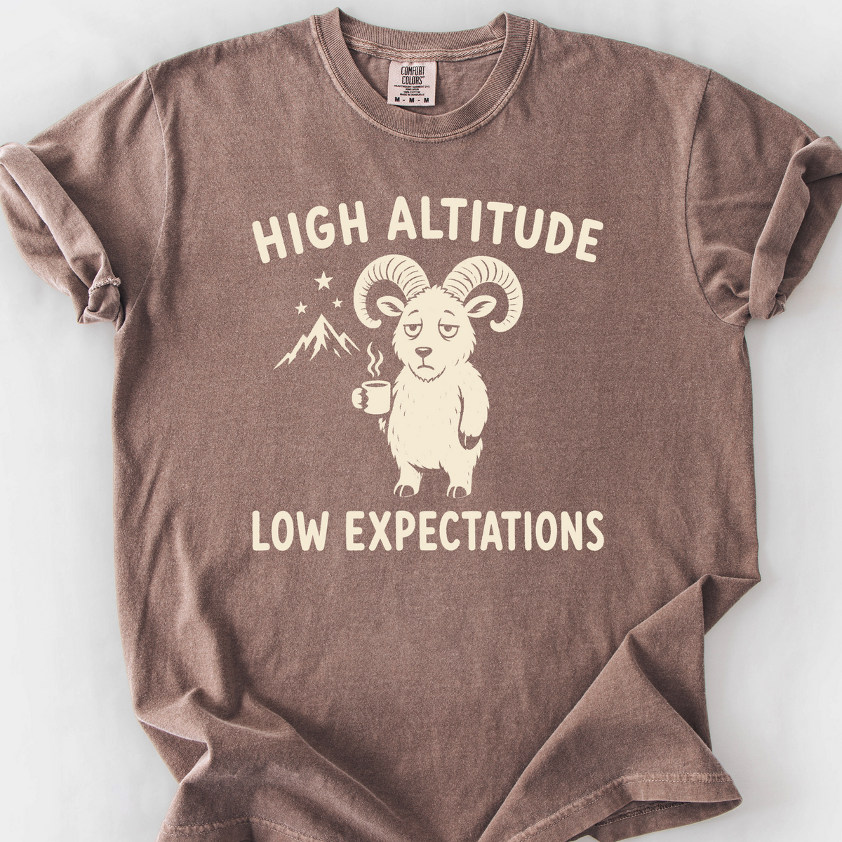 High Altitude Low Expectations T-Shirt — Espresso