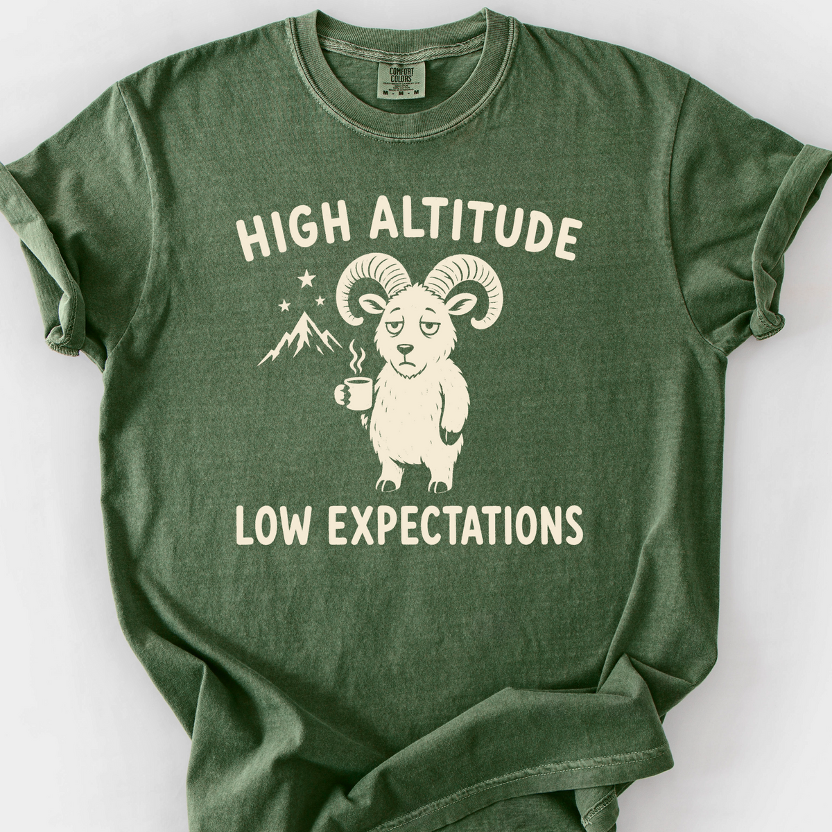 High Altitude Low Expectations T-Shirt — Moss