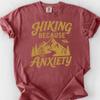 Hiking Because Anxiety T-Shirt — Brick