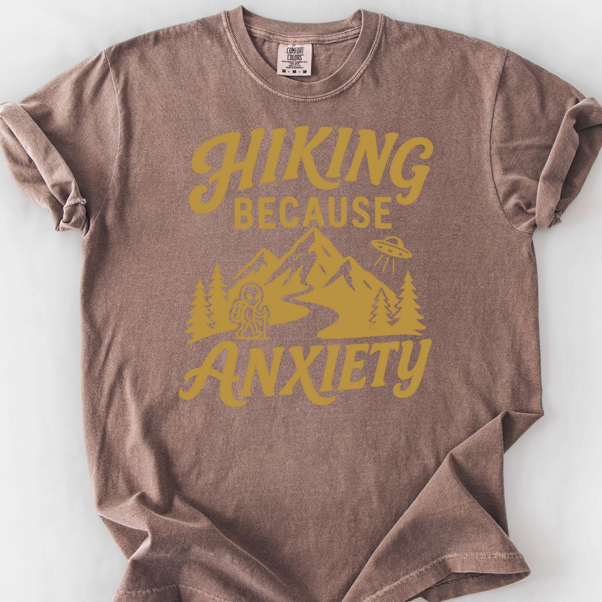 Hiking Because Anxiety T-Shirt — Espresso