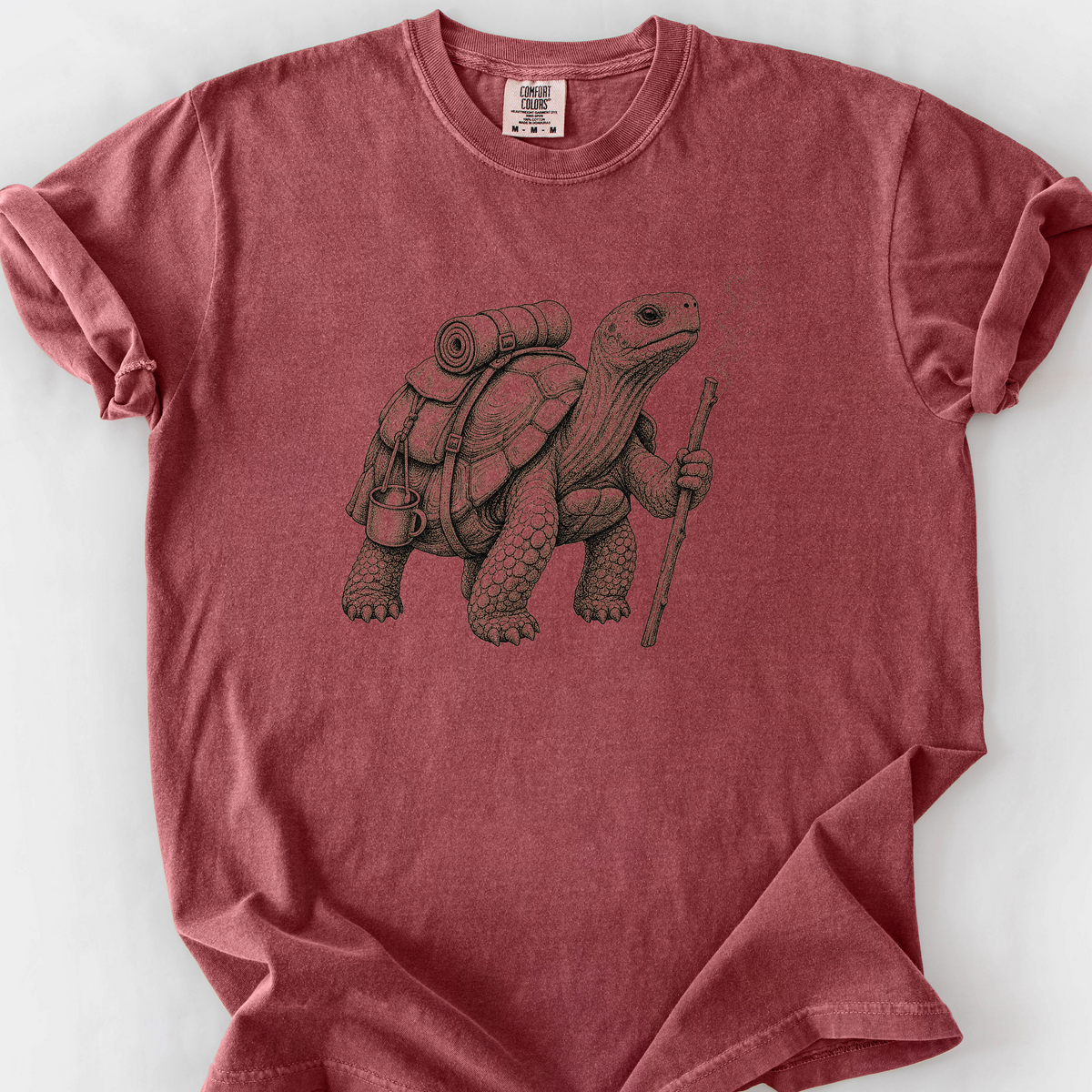 Hiking Tortoise T-Shirt — Brick