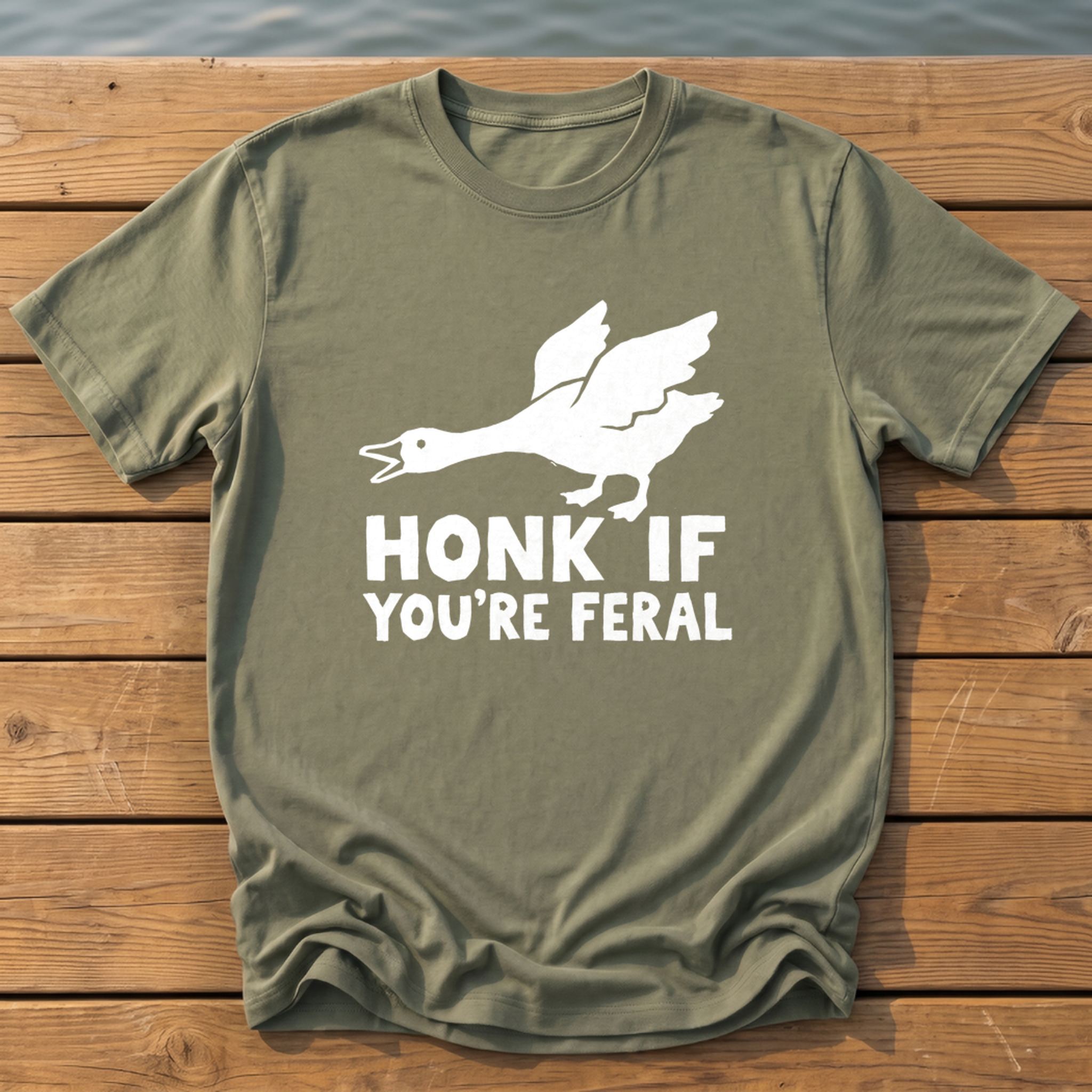 honk if youre feral goose bold folk cuto T-Shirt — Moss