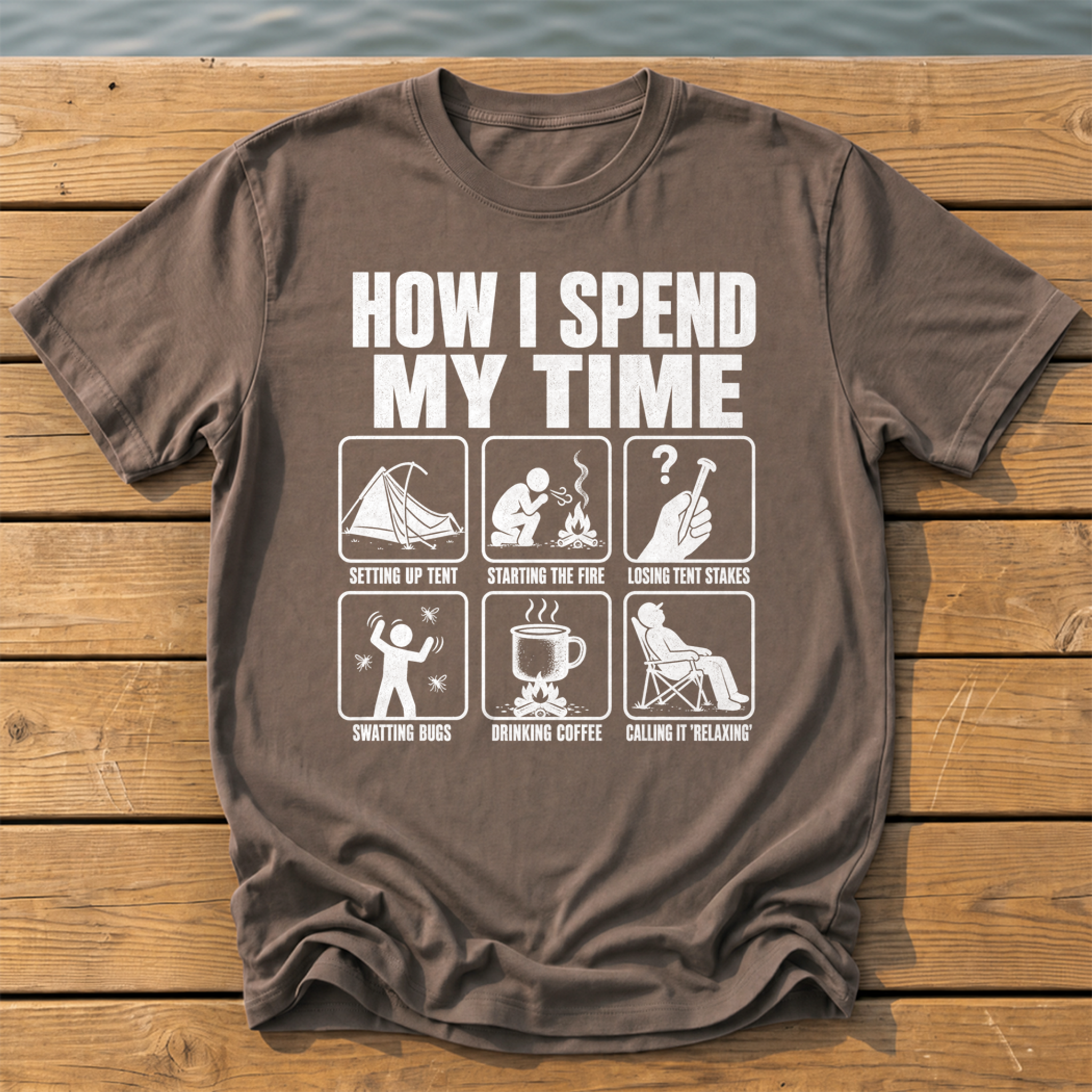 How I Spend My Time T-Shirt — Espresso