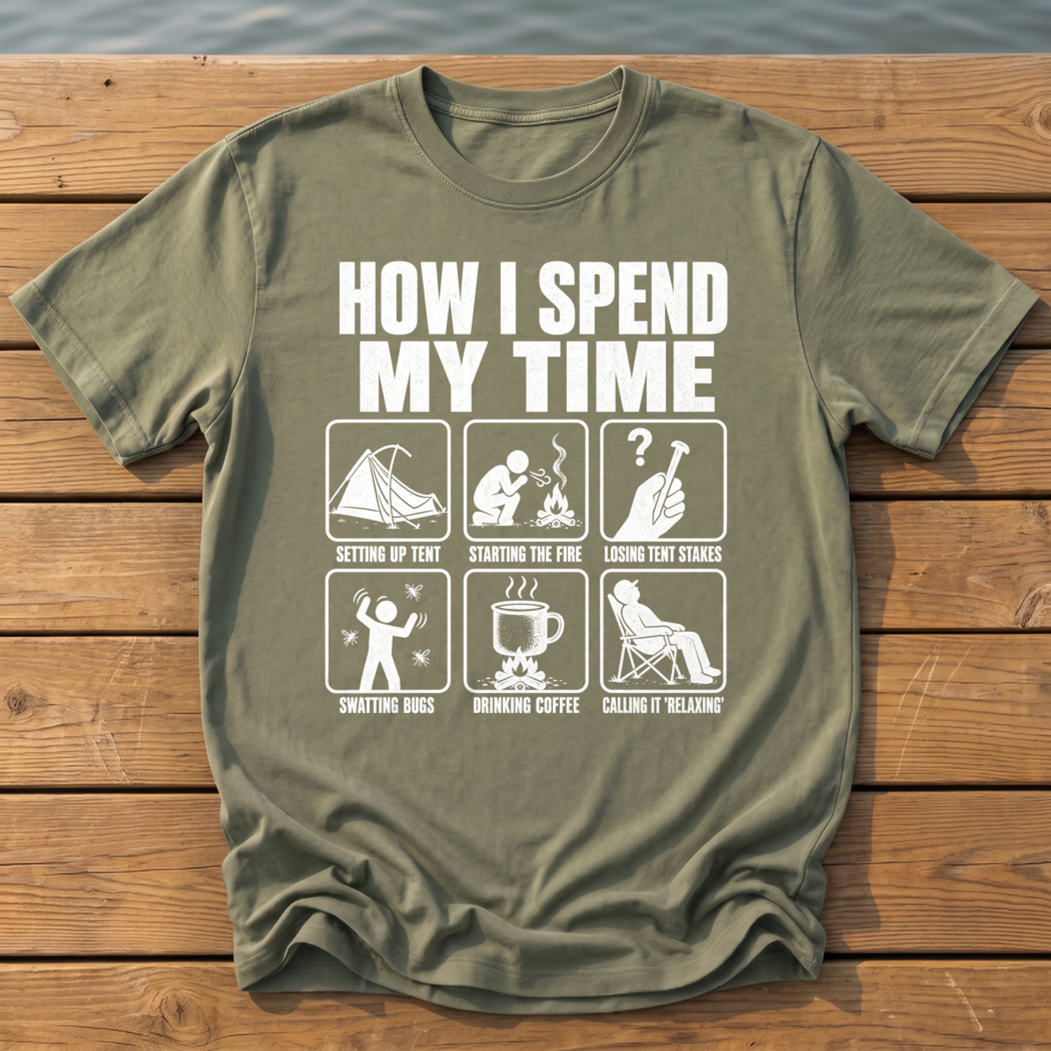 How I Spend My Time T-Shirt — Moss