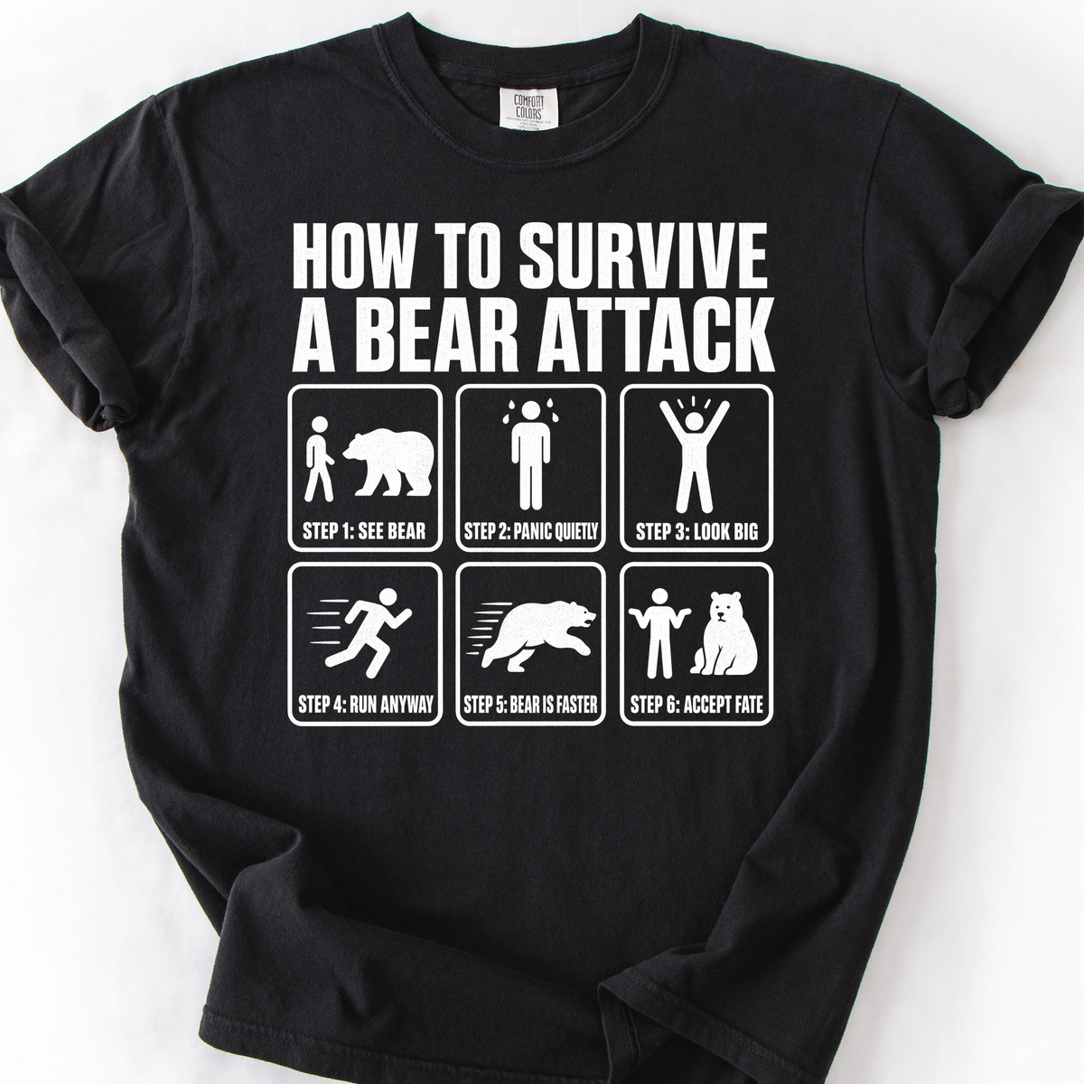 How To Survive Bear Attack T-Shirt — Black