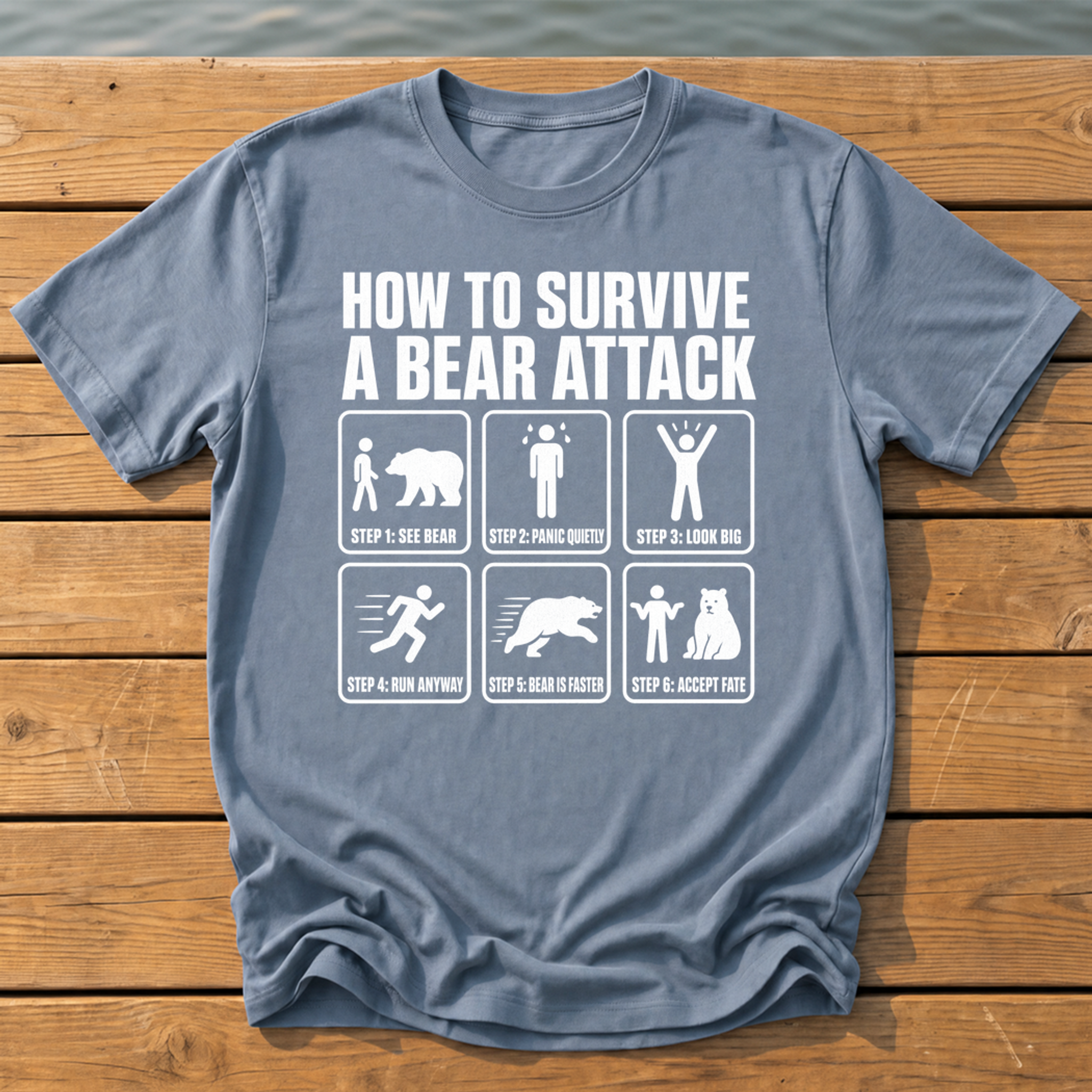 How To Survive Bear Attack T-Shirt — Blue Jean