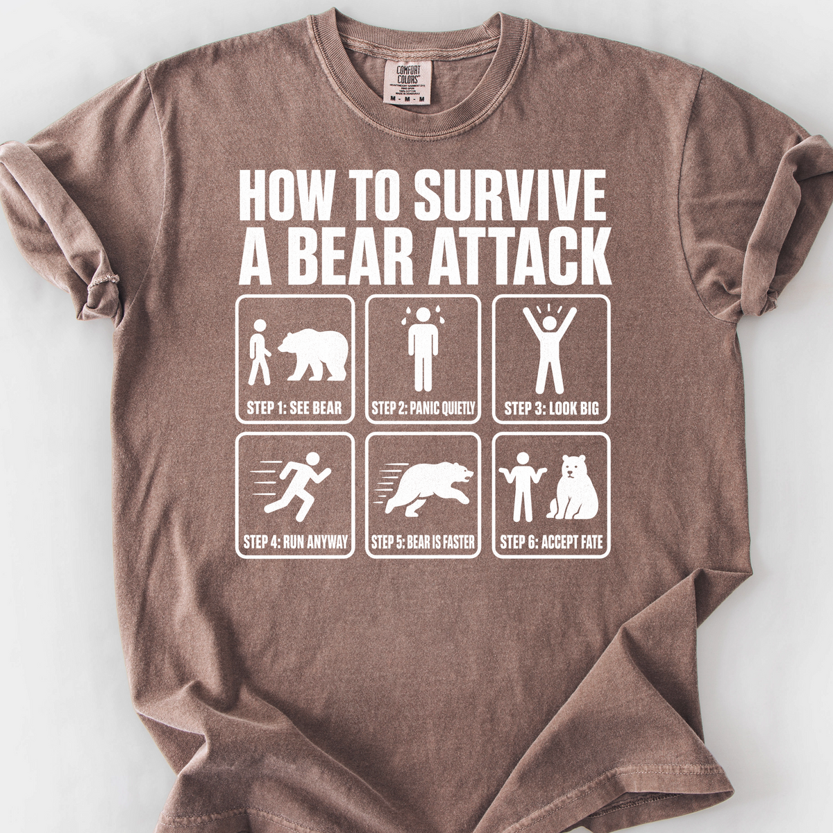 How To Survive Bear Attack T-Shirt — Espresso