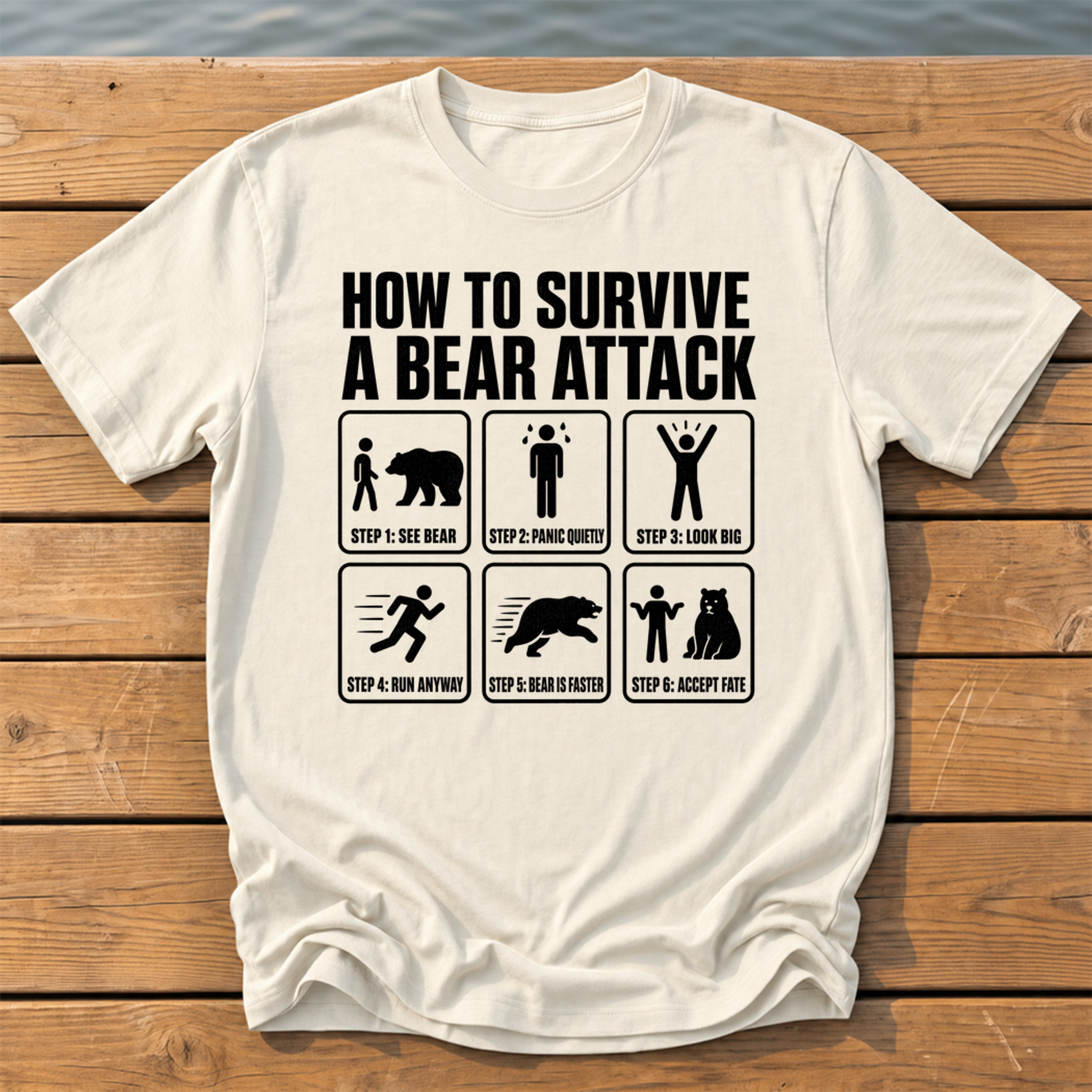 How To Survive Bear Attack T-Shirt — Ivory