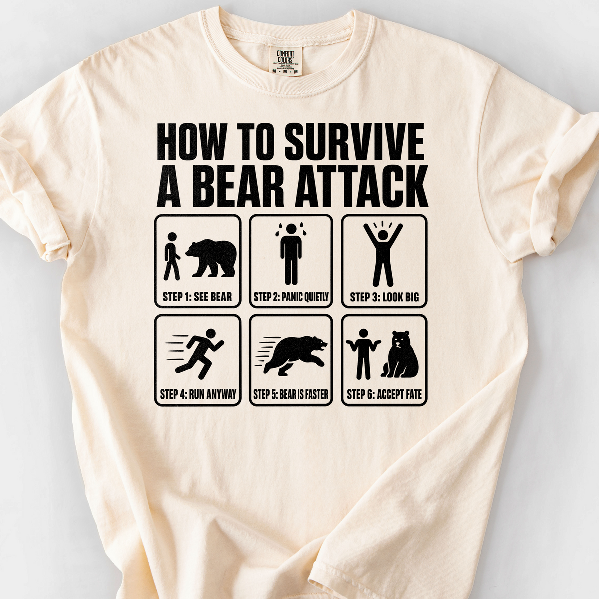 How To Survive Bear Attack T-Shirt — Ivory