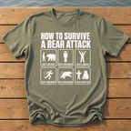How To Survive Bear Attack T-Shirt — Moss