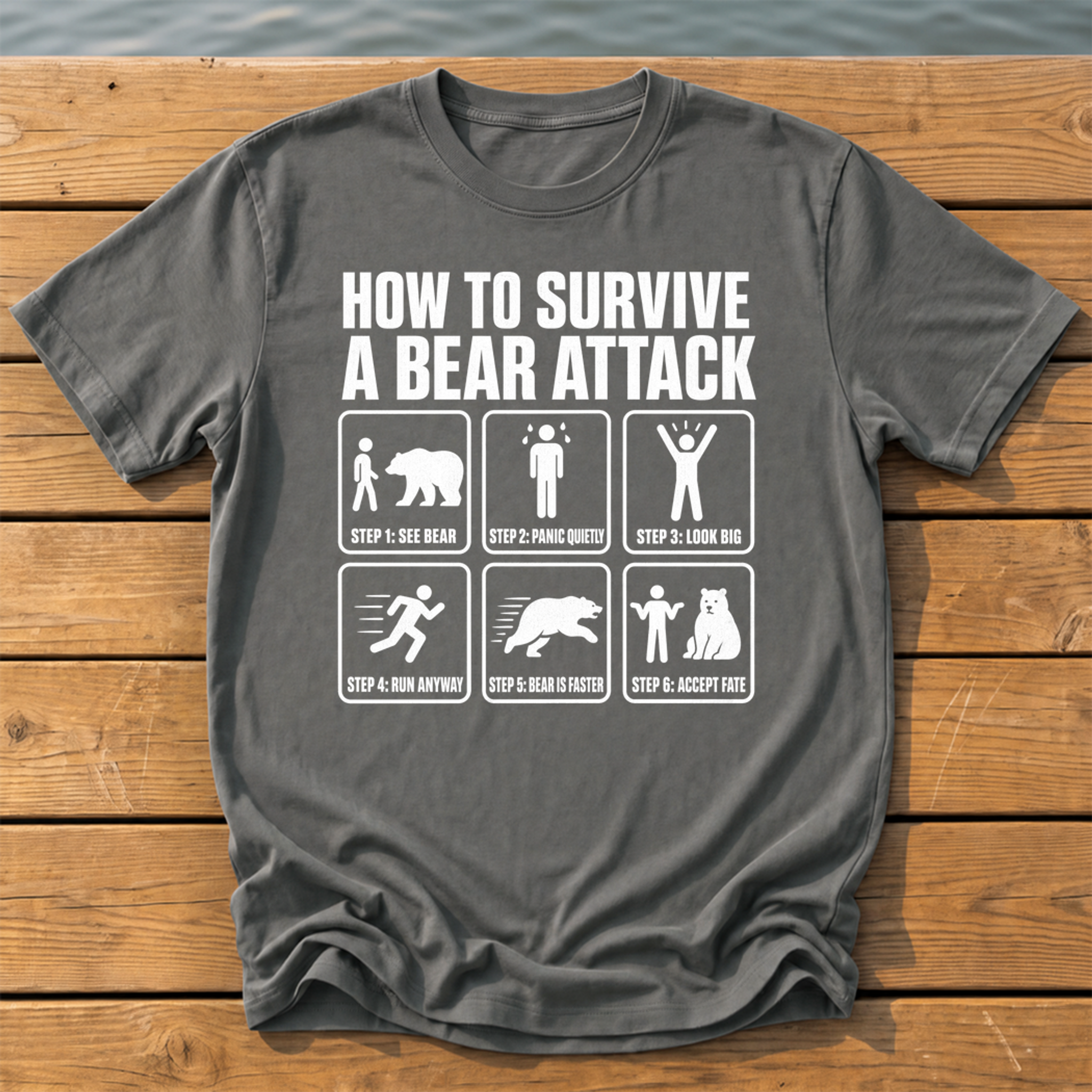 How To Survive Bear Attack T-Shirt — Pepper
