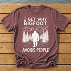 I Get Why Bigfoot Avoids People T-Shirt — Brick