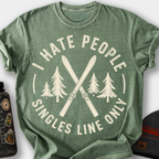 I Hate People, Singles Line Only T-Shirt — Moss