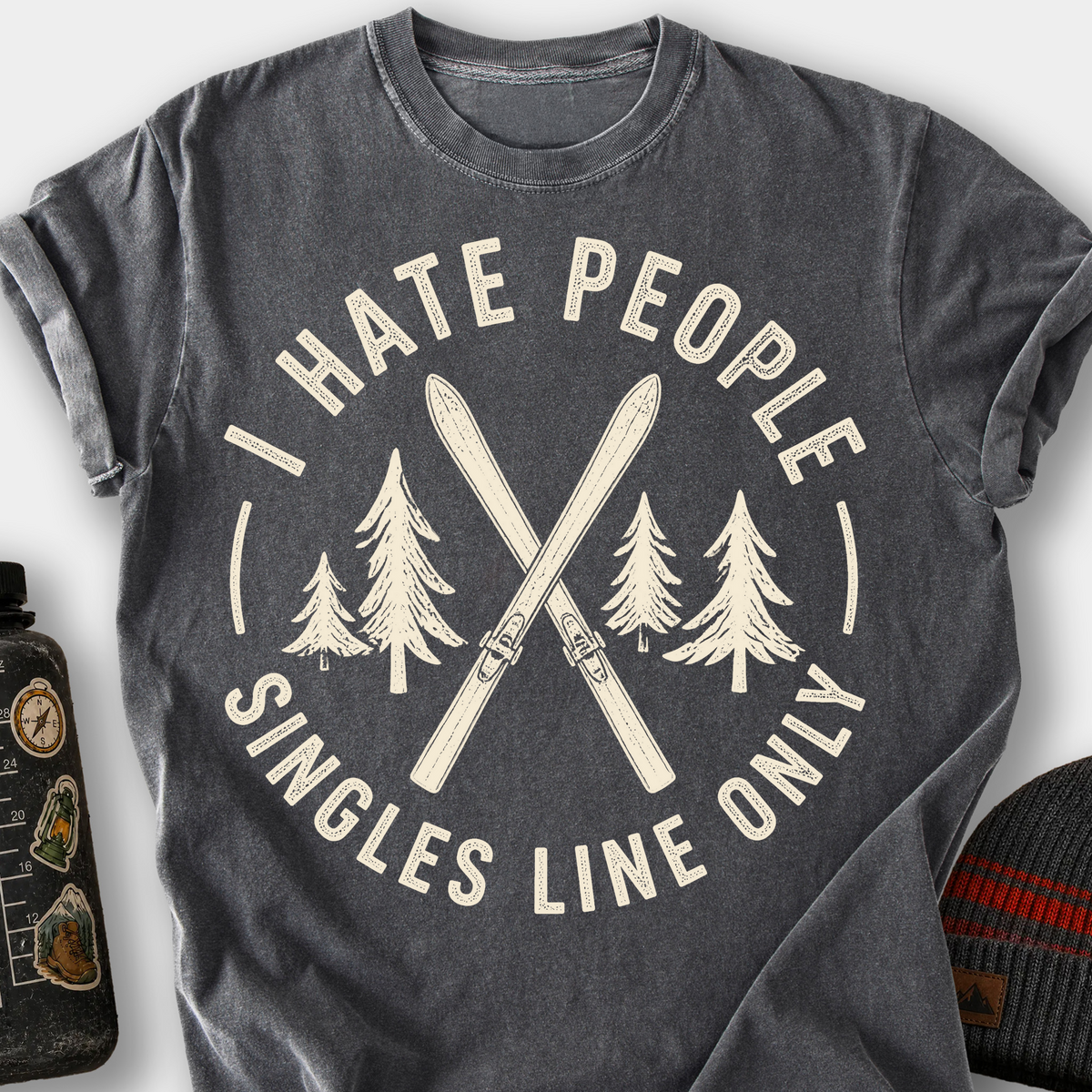 I Hate People, Singles Line Only T-Shirt — Pepper