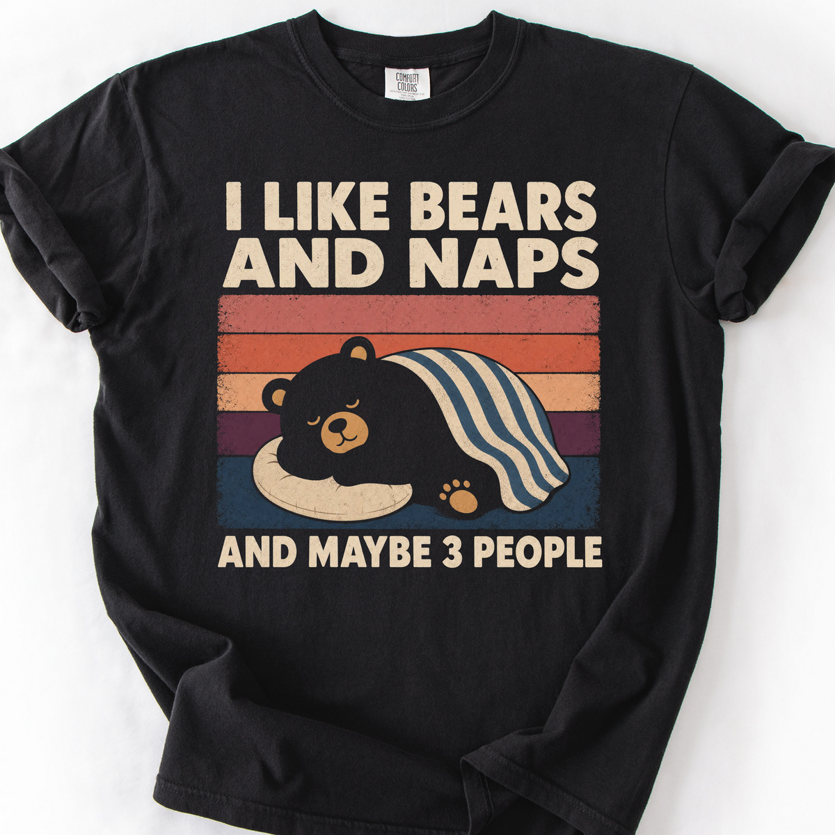I Like Bears And Naps T-Shirt — Black